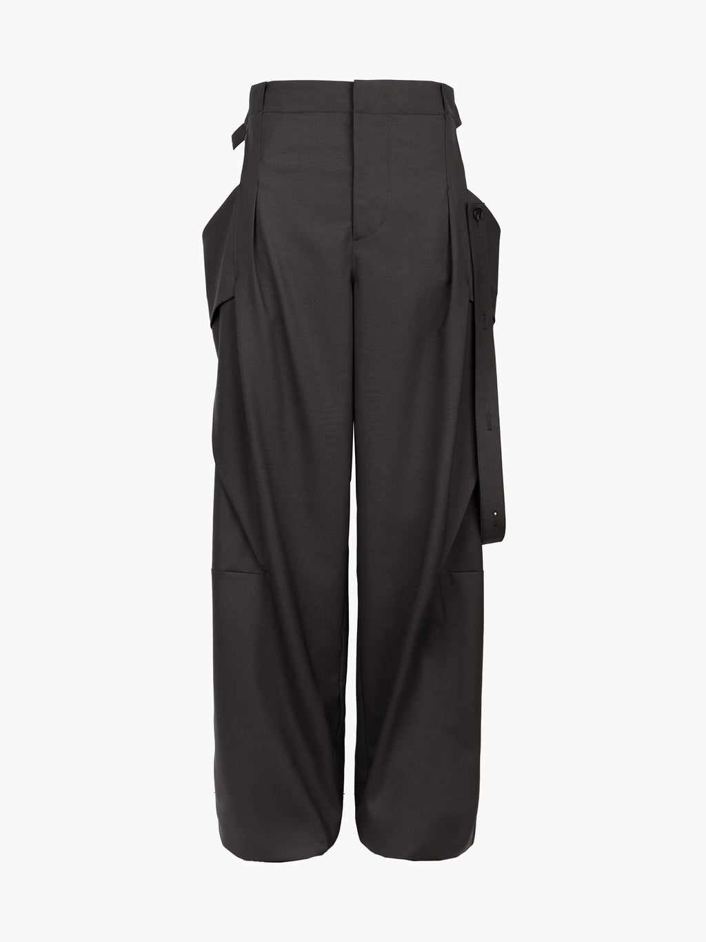 Jiyong Kim - Strap Detailed Wide Trousers (Brown) product image 6 | TRAB K-Fashion Australia