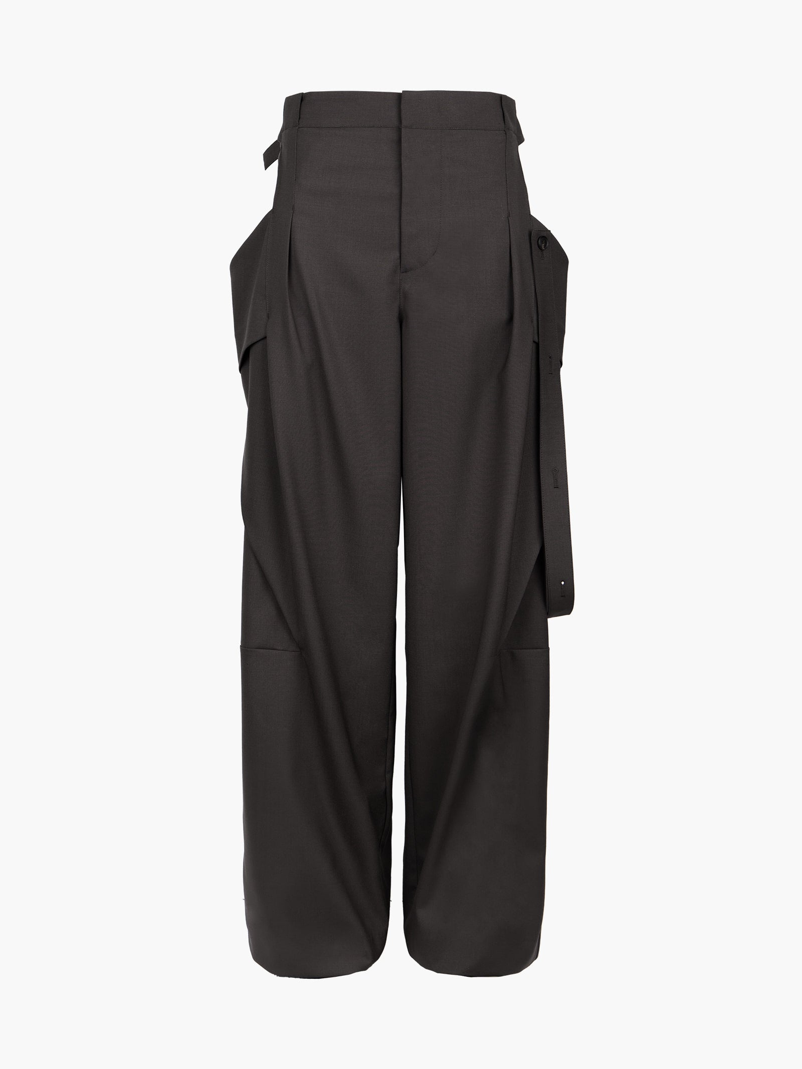 Jiyong Kim - Strap Detailed Wide Trousers (Brown) product image 6 | TRAB K-Fashion Australia