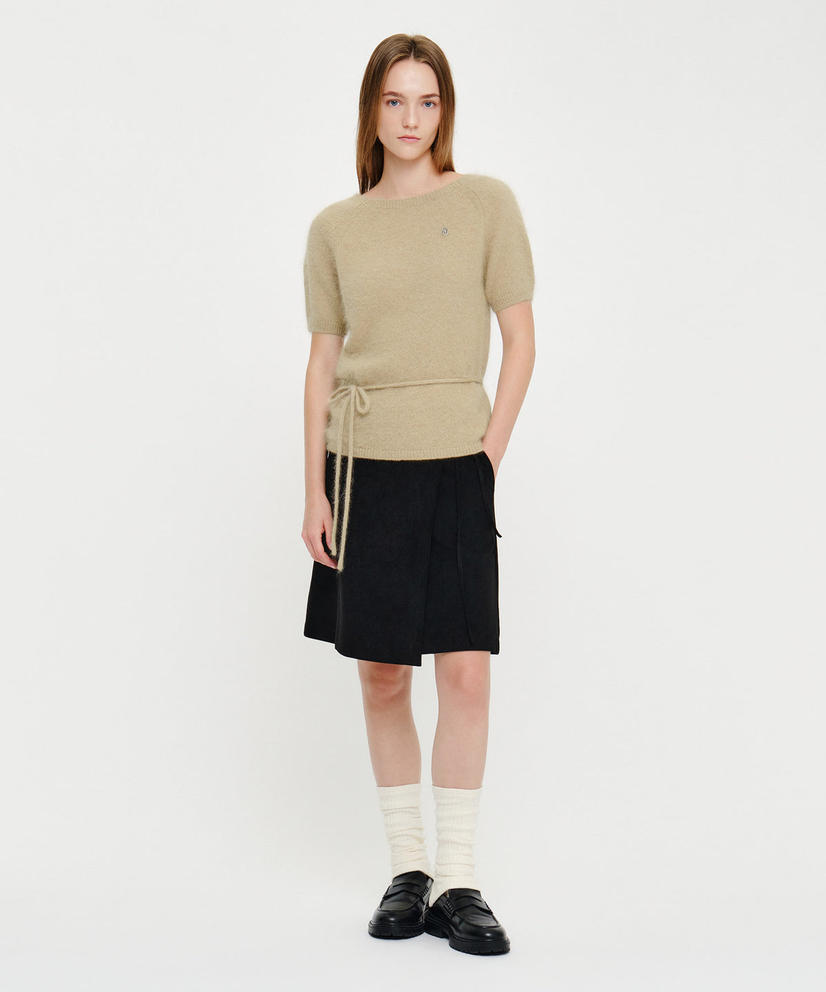 Marithe & Francois Girbaud - Premium Angora Boat Neck Half Knit (Beige) product image 5 | TRAB K-Fashion Australia