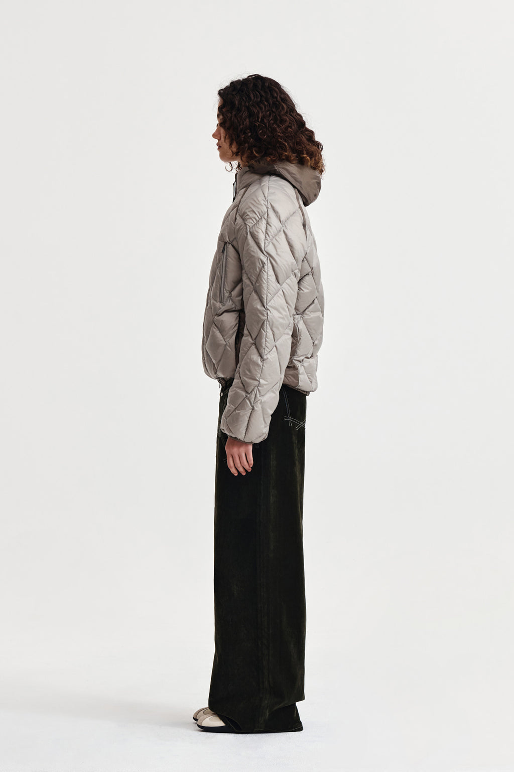 Matin Kim - Quilting Hoody Lightweight Jumper (down Blended) (Beige) product image 6 | TRAB K-Fashion Australia