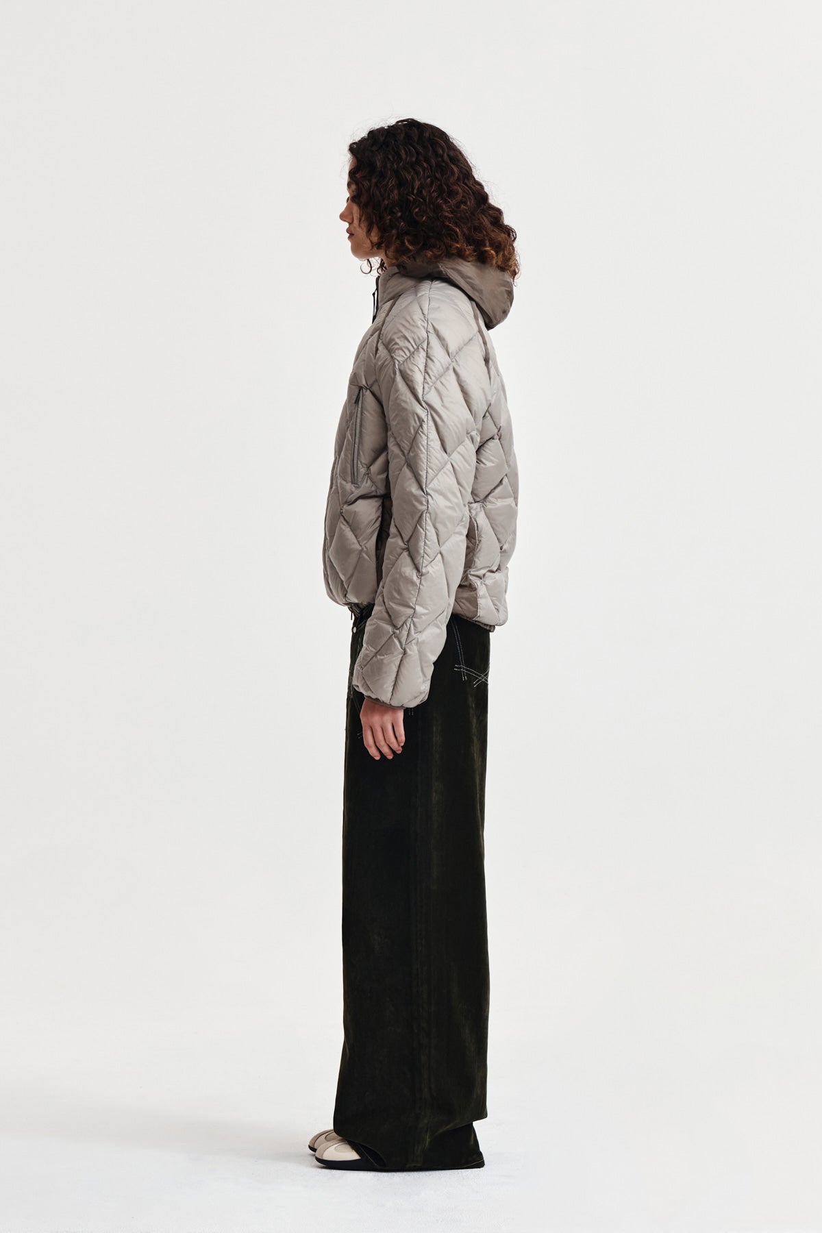 Matin Kim - Quilting Hoody Lightweight Jumper (Beige) product image 6 | TRAB K-Fashion Australia