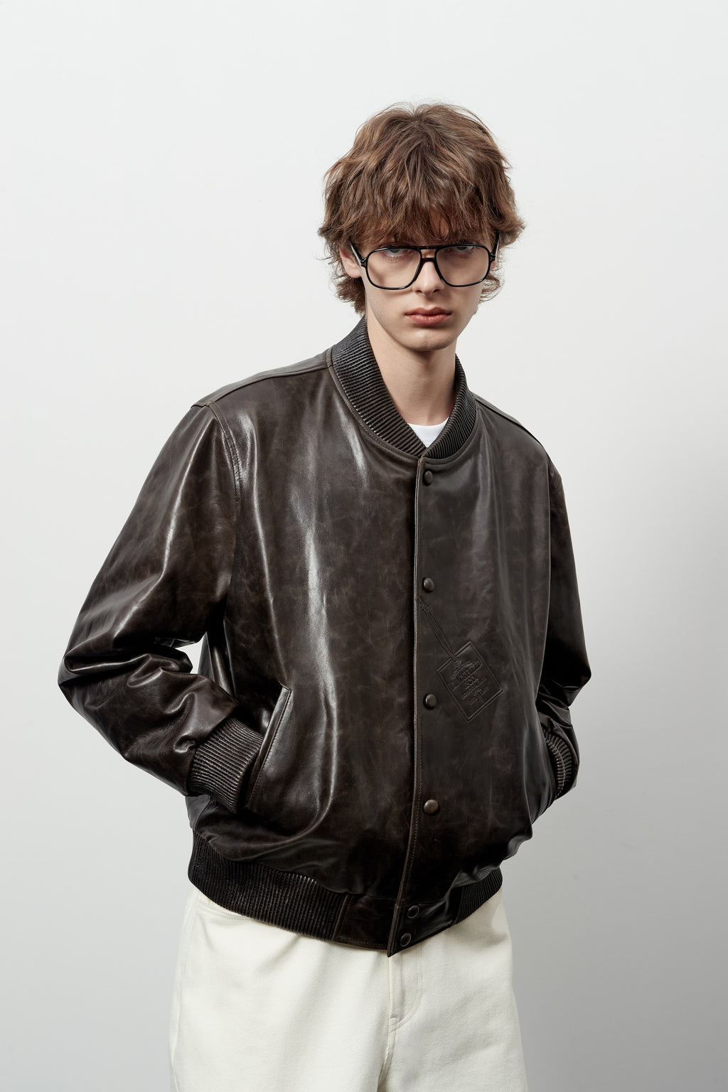 Stu - Stamped Lamb Skin Leather Jacket (Brown) product image 7 | TRAB K-Fashion Australia