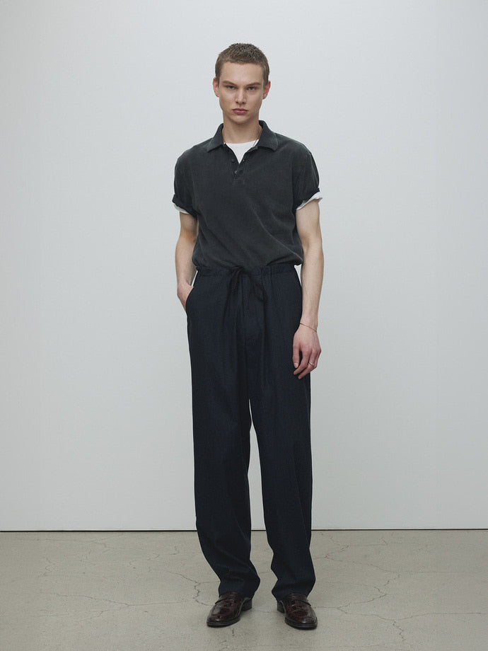 Tonywack - Garment Dyed Distressed Piqué Polo (Faded Black) product image 1 | TRAB K-Fashion Australia