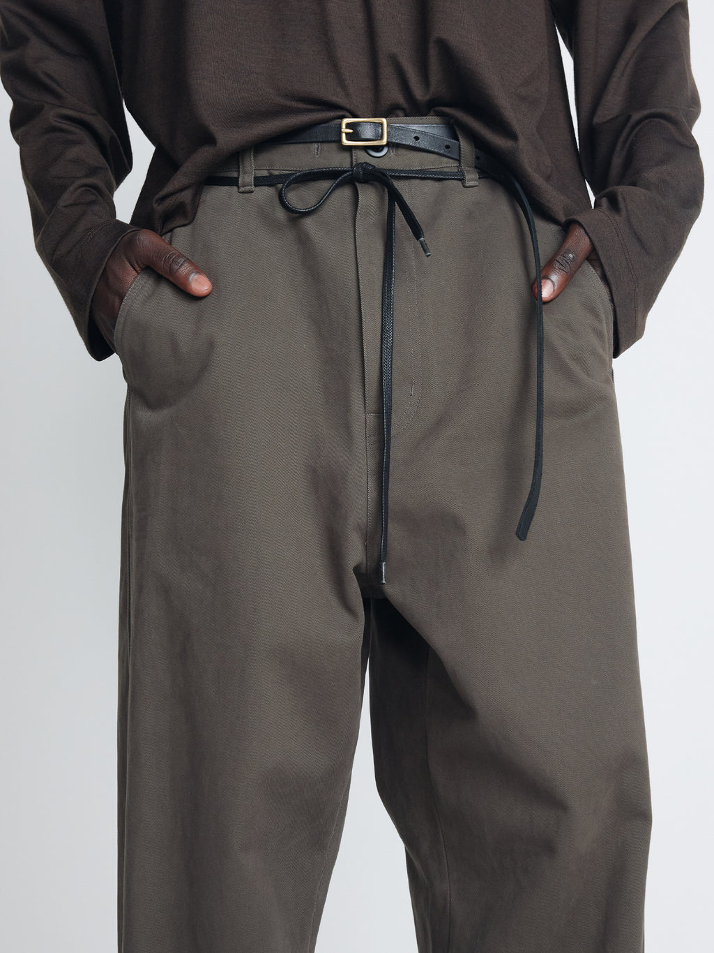 Tonywack - Brushed Cotton Drill Relaxed String Pants (Olive) product image 6 | TRAB K-Fashion Australia