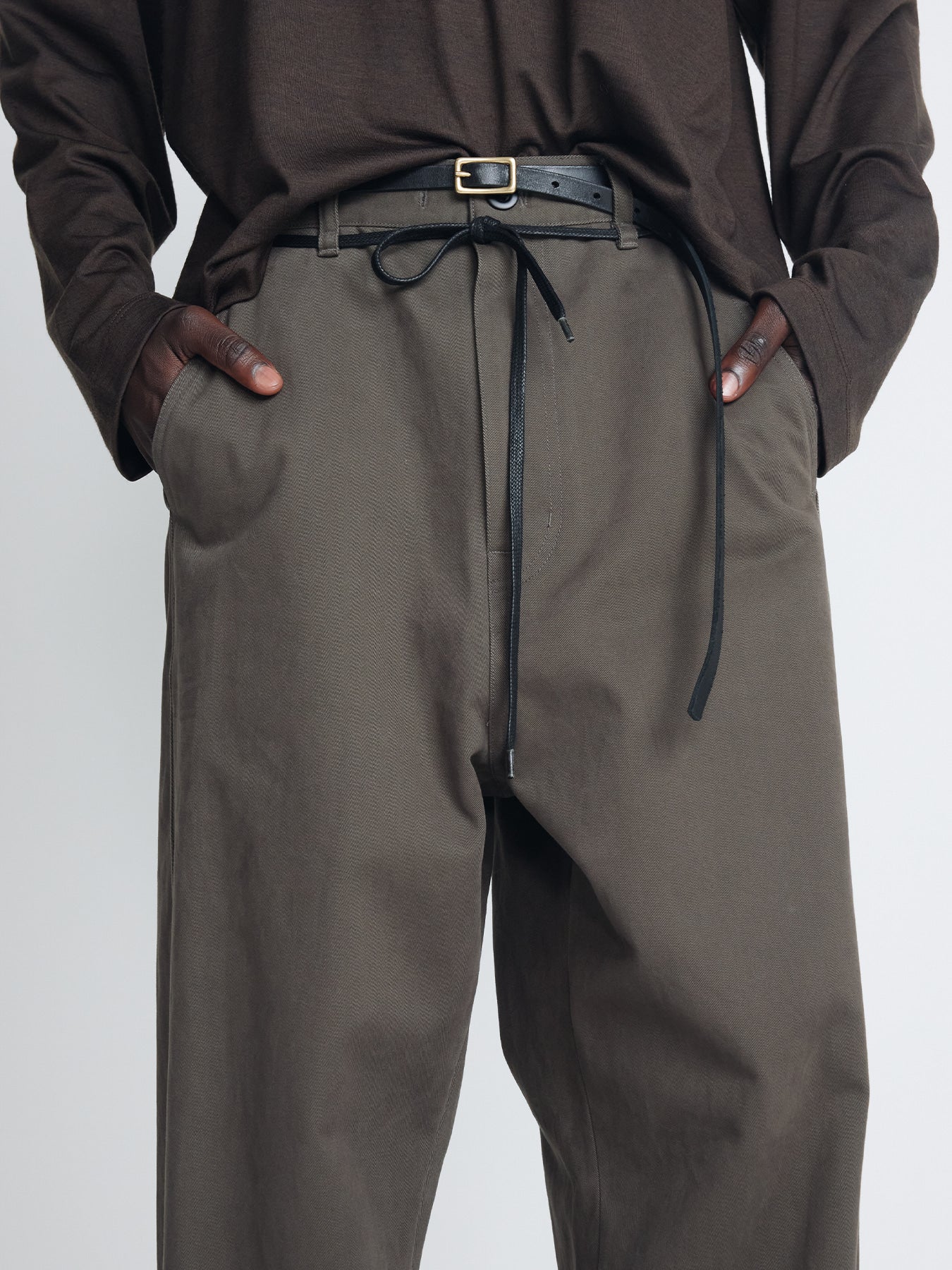 Tonywack - Brushed Cotton Drill Relaxed String Pants (Olive) product image 6 | TRAB K-Fashion Australia