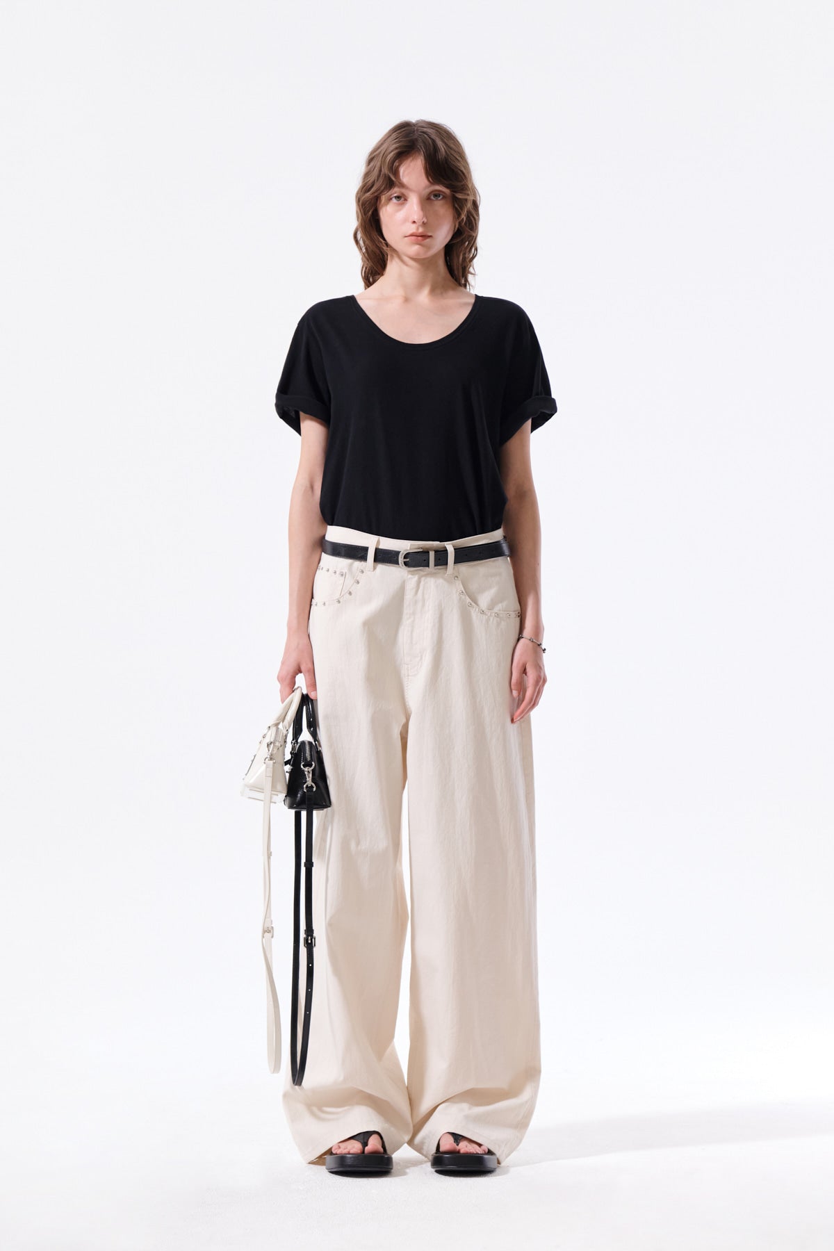 Matin Kim - Stud Point Color Denim Pants (Cream) product image 6 | TRAB K-Fashion Australia