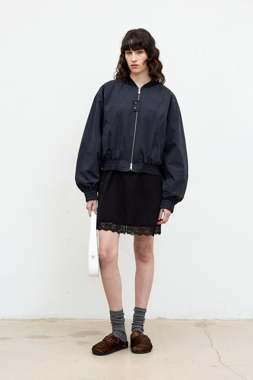 Coor - Peached Cotton Crop Bomber (Dark Navy) product image 2 | TRAB K-Fashion Australia
