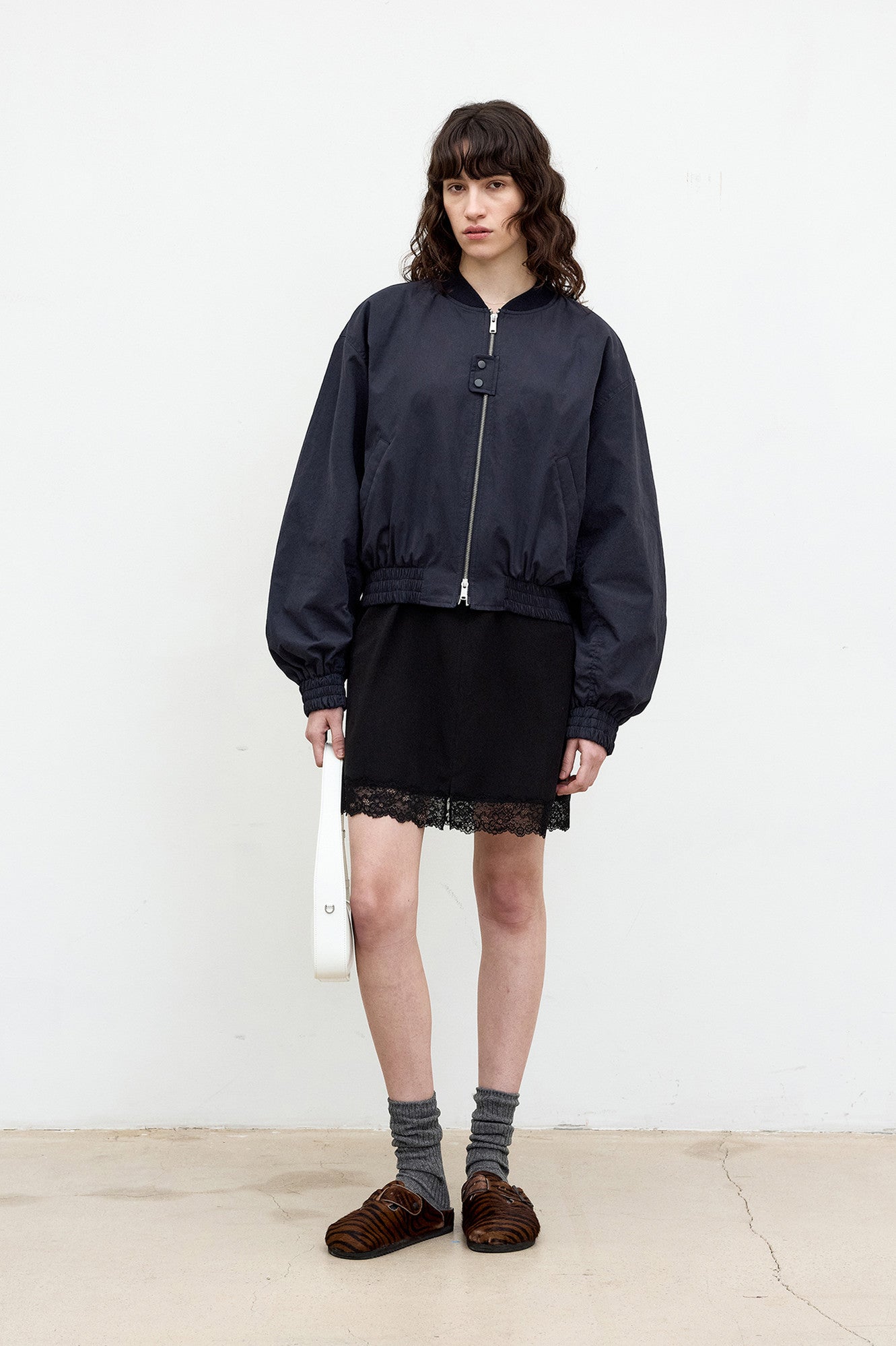 Coor - Peached Cotton Crop Bomber (Dark Navy) product image 2 | TRAB K-Fashion Australia