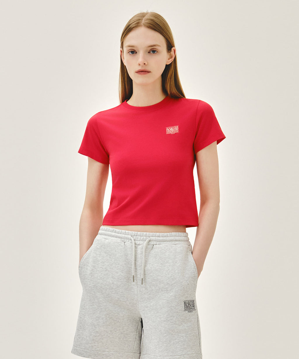 Marithe & Francois Girbaud - Antique Classic Logo Slim Crop Tee (Red) product image 1 | TRAB K-Fashion Australia