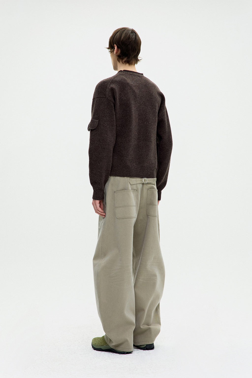 Coor - Wool Cropped Pocket Crewneck Sweater (Melange Brown) product image 4 | TRAB K-Fashion Australia