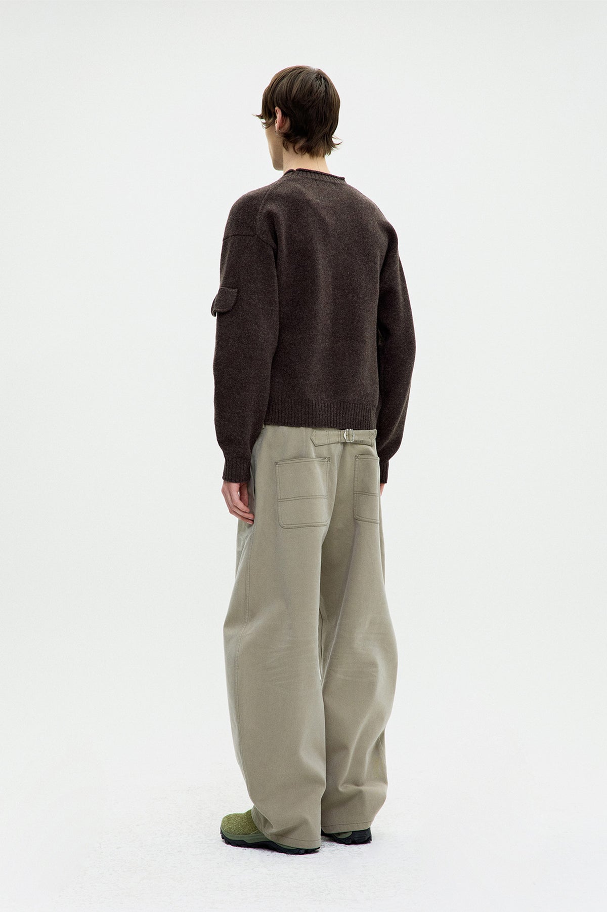 Coor - Wool Cropped Pocket Crewneck Sweater (Melange Brown) product image 4 | TRAB K-Fashion Australia