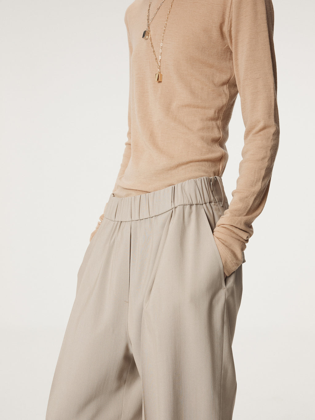 Recto - Banding Waist Wide Pants (Sepia Beige) product image 7 | TRAB K-Fashion Australia