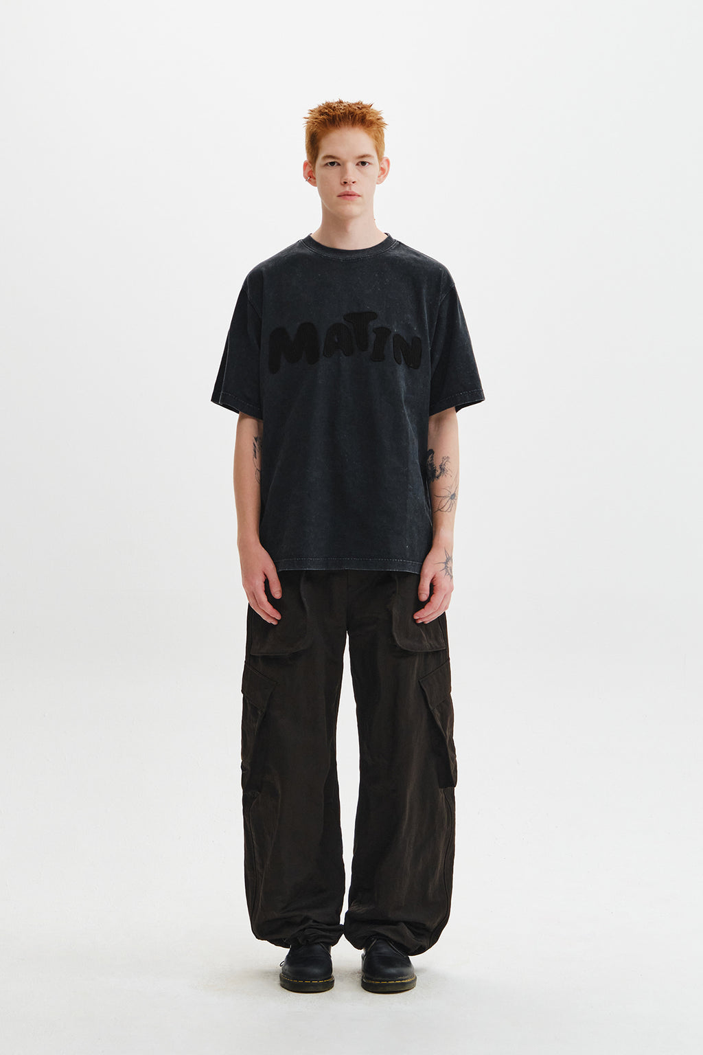 Matin Kim - Waffle Applique Logo Top (Charcoal) product image 8 | TRAB K-Fashion Australia