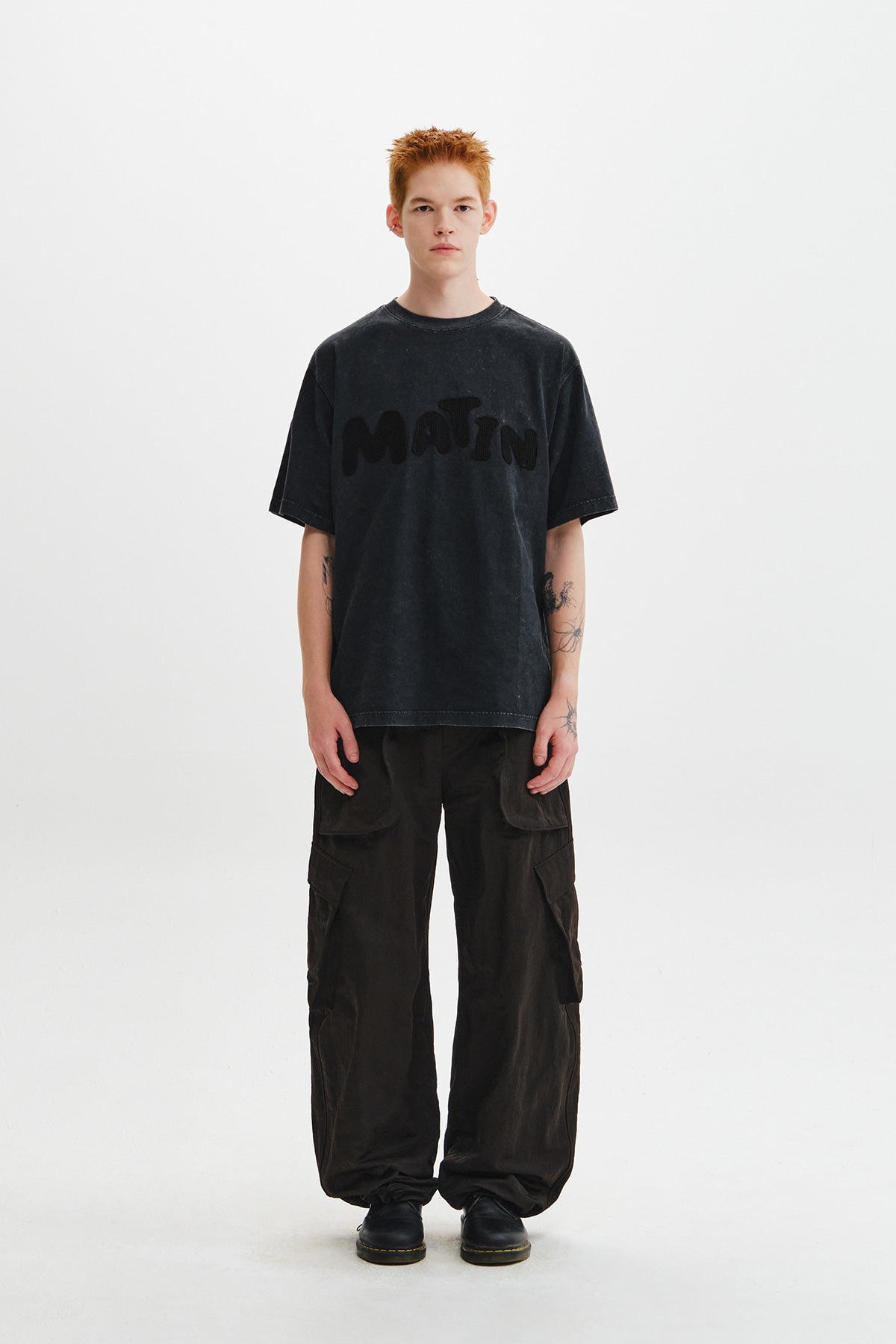Matin Kim - Waffle Applique Logo Top (Charcoal) product image 8 | TRAB K-Fashion Australia