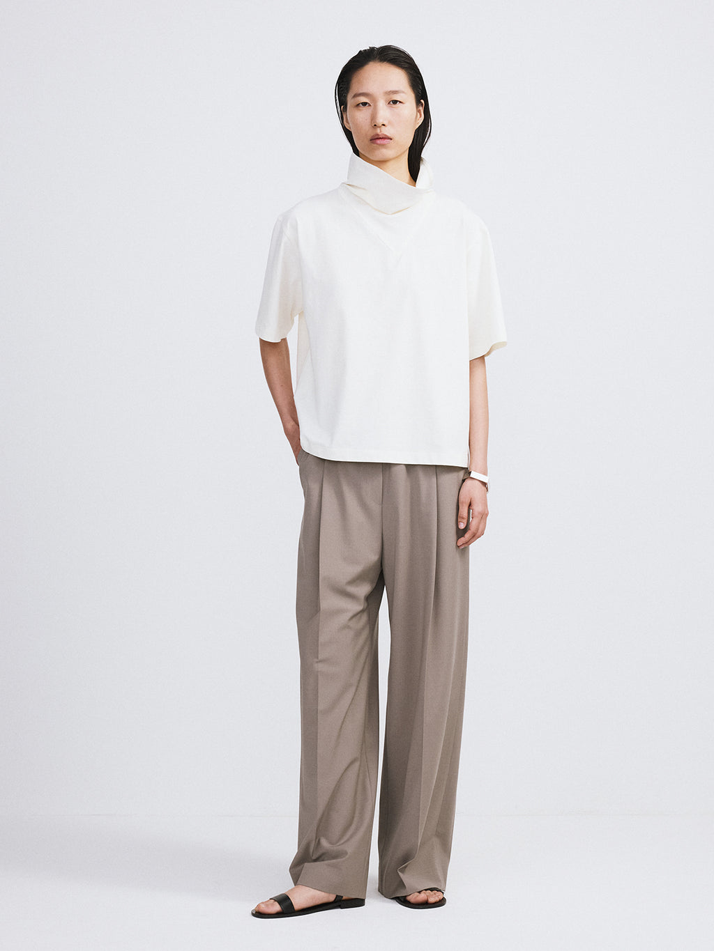 Recto - Scarf Neck Cotton Top (Bean Ivory) product image 2 | TRAB K-Fashion Australia