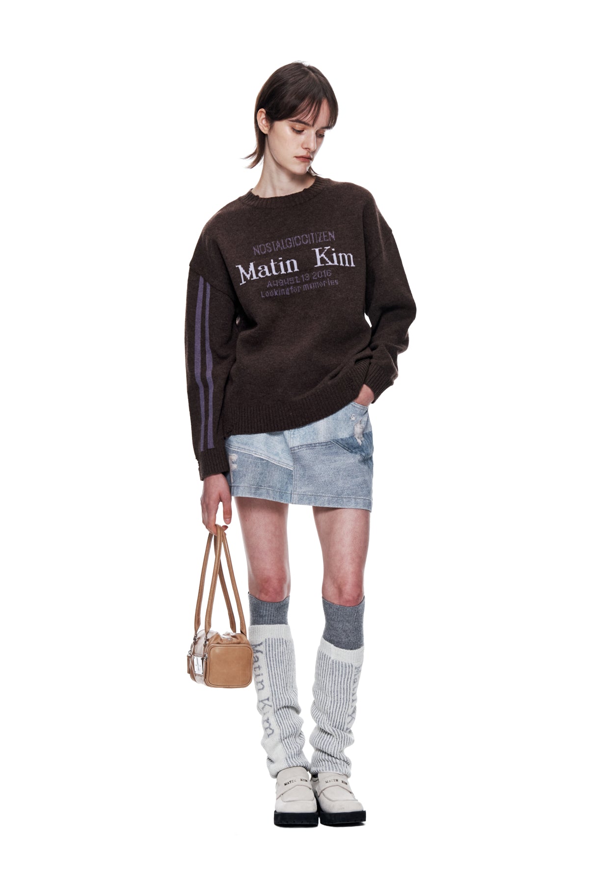 Matin Kim - Matin Sleeve Line Knit Pullover (Brown) product image 8 | TRAB K-Fashion Australia