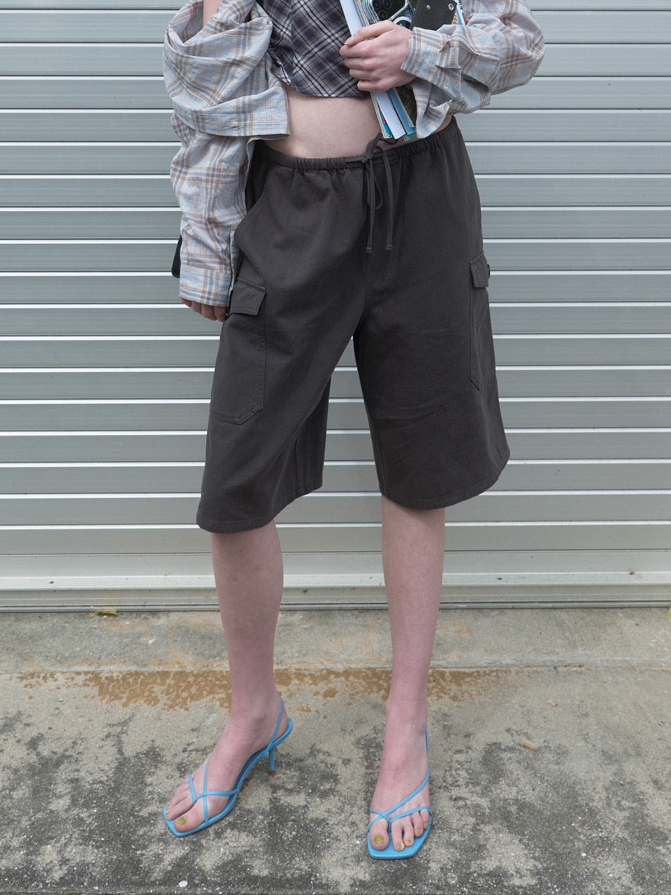Kijun - Washed Cargo Bermuda Shorts (Charcoal) product image 1 | TRAB K-Fashion Australia