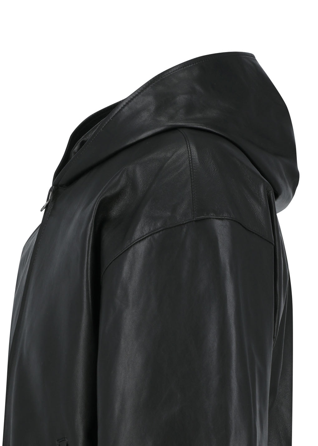 Amomento - [Pre-Order] Lambskin Leather Hood Jumper (Black) product image 7 | TRAB K-Fashion Australia