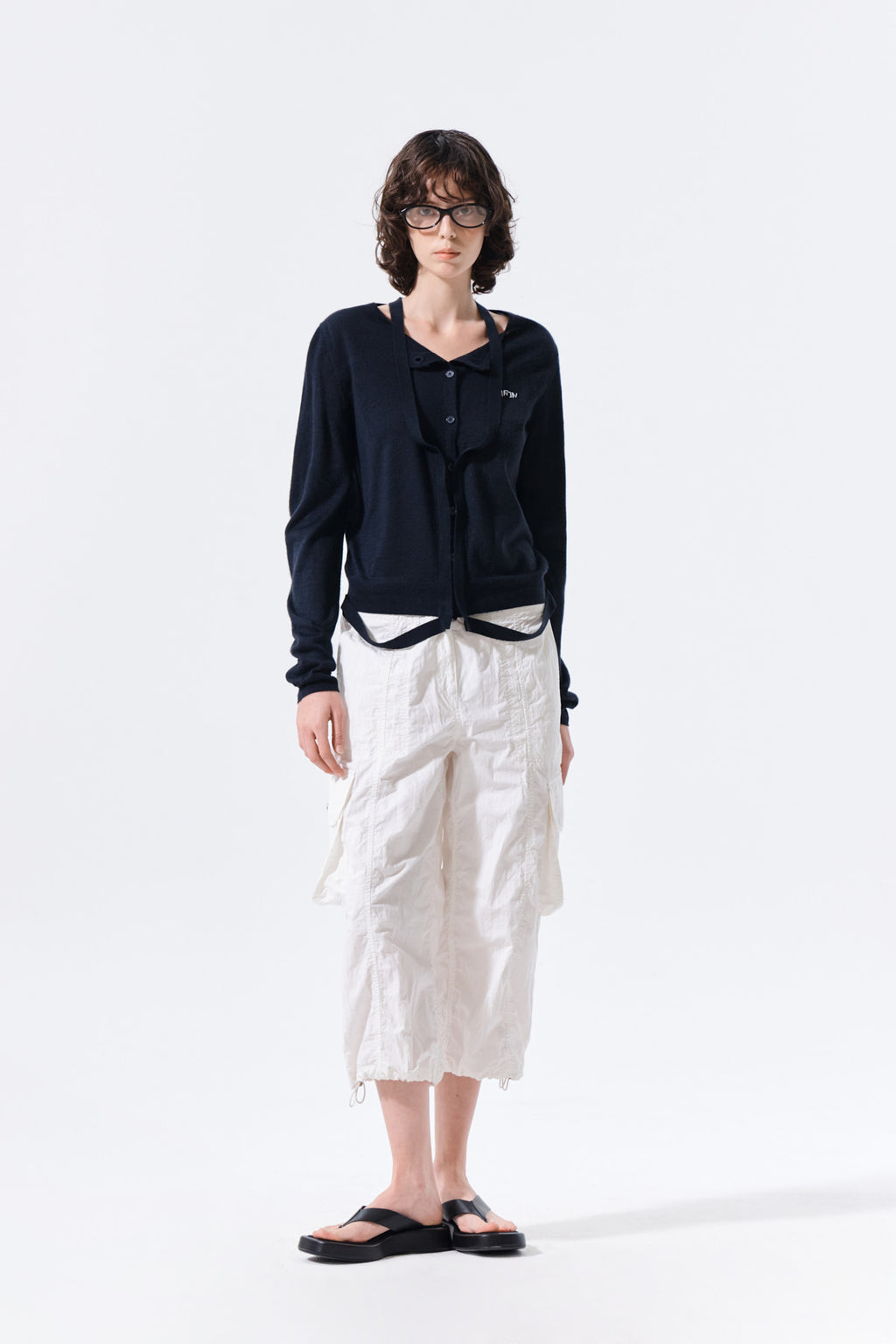 Matin Kim - String Detail Knit Cardigan (Dark Navy) product image 9 | TRAB K-Fashion Australia