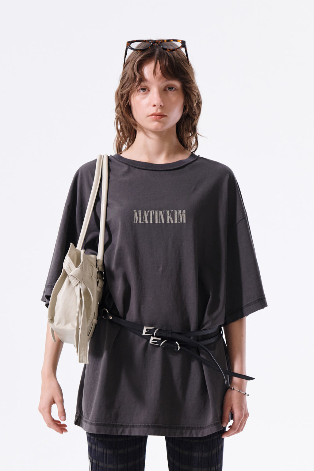 Matin Kim - Vintage Lettering Graffiti Top (Charcoal) product image 6 | TRAB K-Fashion Australia