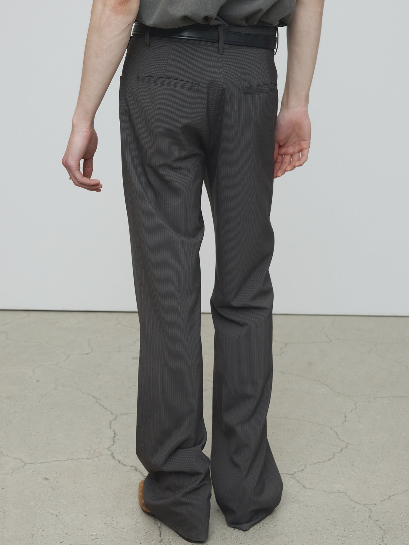 Tonywack - Vintage Stripe Flared Leg Pants (Olive Charcoal) product image 7 | TRAB K-Fashion Australia