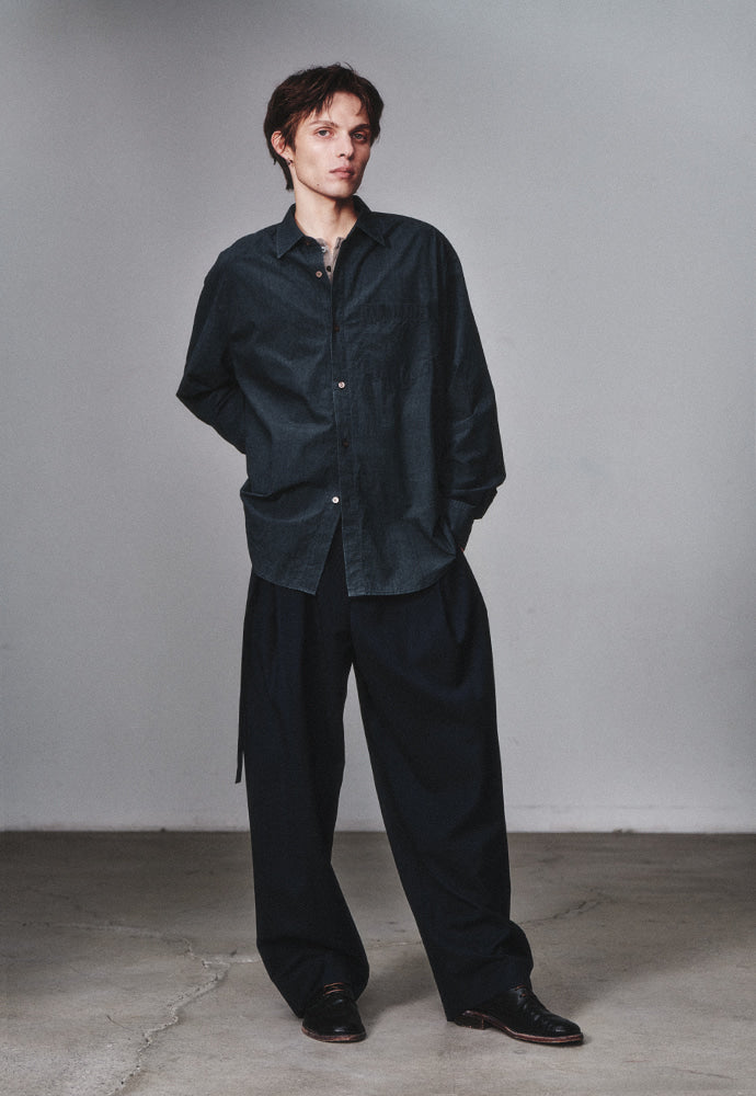 Art if acts - Belted Wool Side Two Tuck Pants (Navy) product image 5 | TRAB K-Fashion Australia
