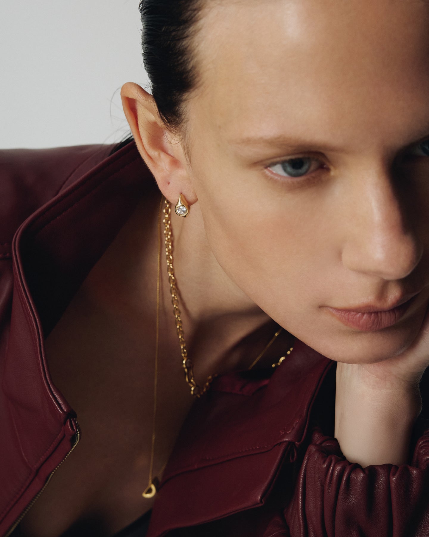 Numbering - Bezel Set Solitaire Hoop Earrings #3203 product image 1 | TRAB K-Fashion Australia