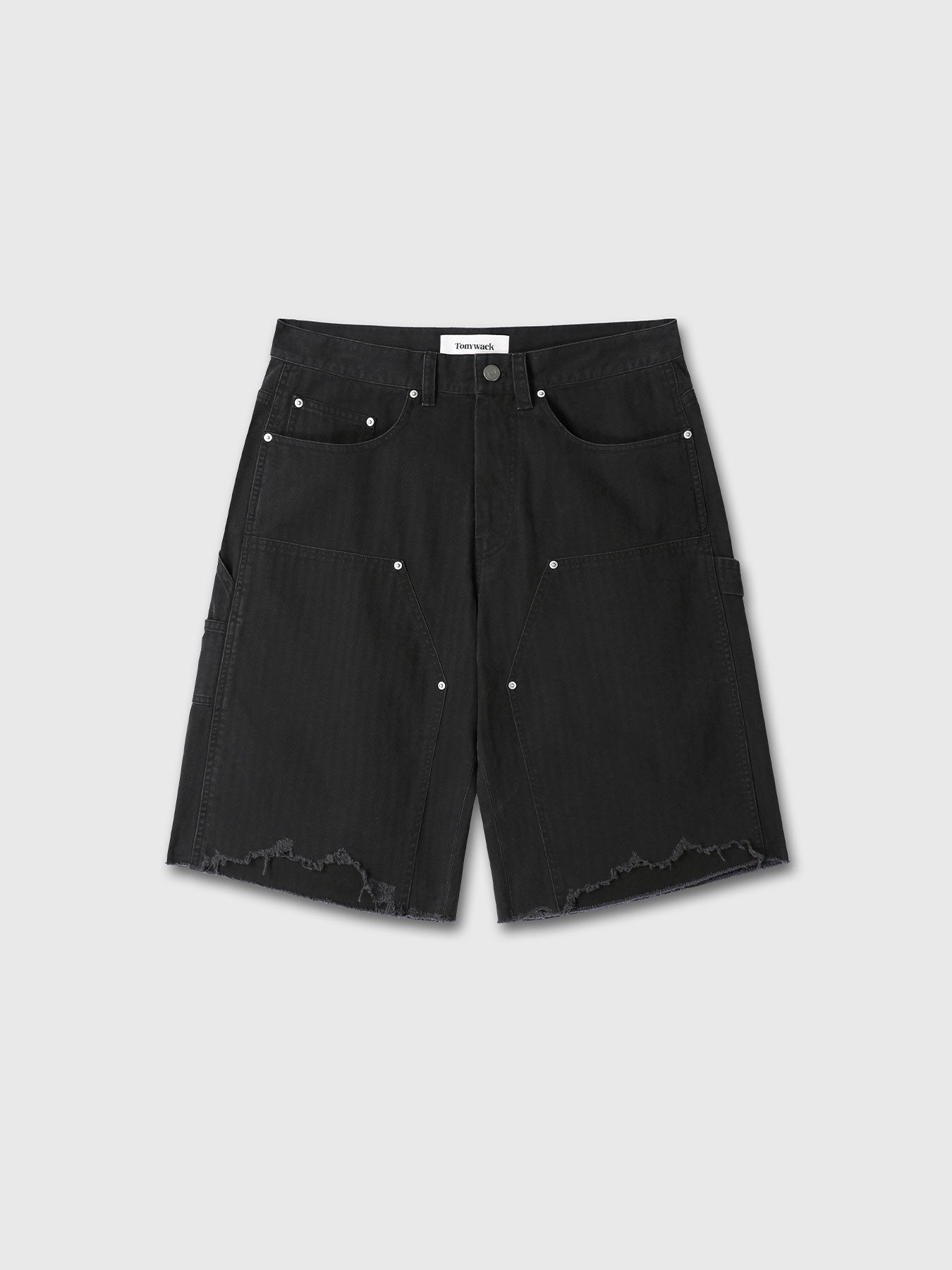 Tonywack - Hand Distressed Hbt Double Knee Shorts (Faded Black) product image 10 | TRAB K-Fashion Australia