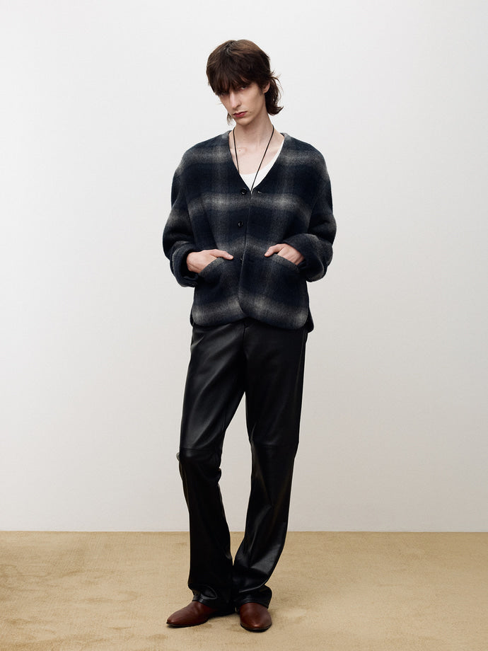 Tonywack - Checked Mohair Blouson (Italian Fabric) (Navy/Grey) product image 1 | TRAB K-Fashion Australia