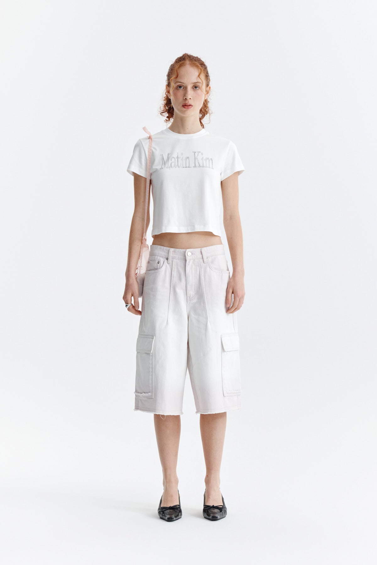 Matin Kim - Pattern Artwork Logo Crop Top (White) product image 4 | TRAB K-Fashion Australia