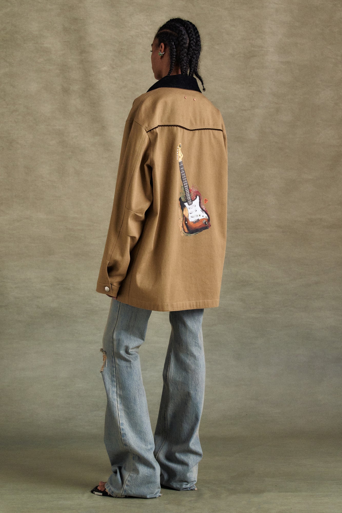 Andersson Bell - Guitar Printed Cotton Jacket (Tan) product image 2 | TRAB K-Fashion Australia