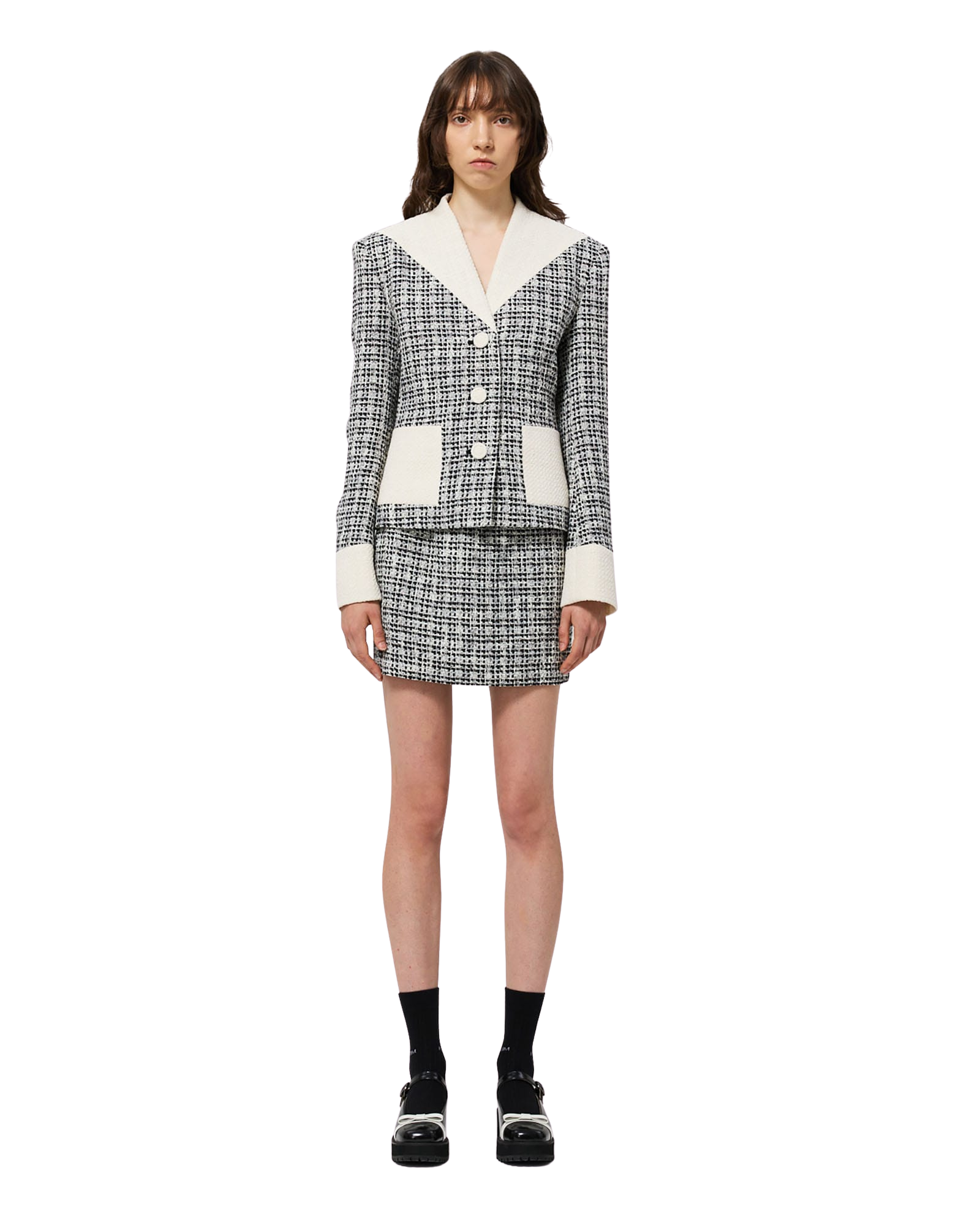 Kimhe Kim - Malevich Cropped Tweed Jacket (Black/White) product image 2 | TRAB K-Fashion Australia