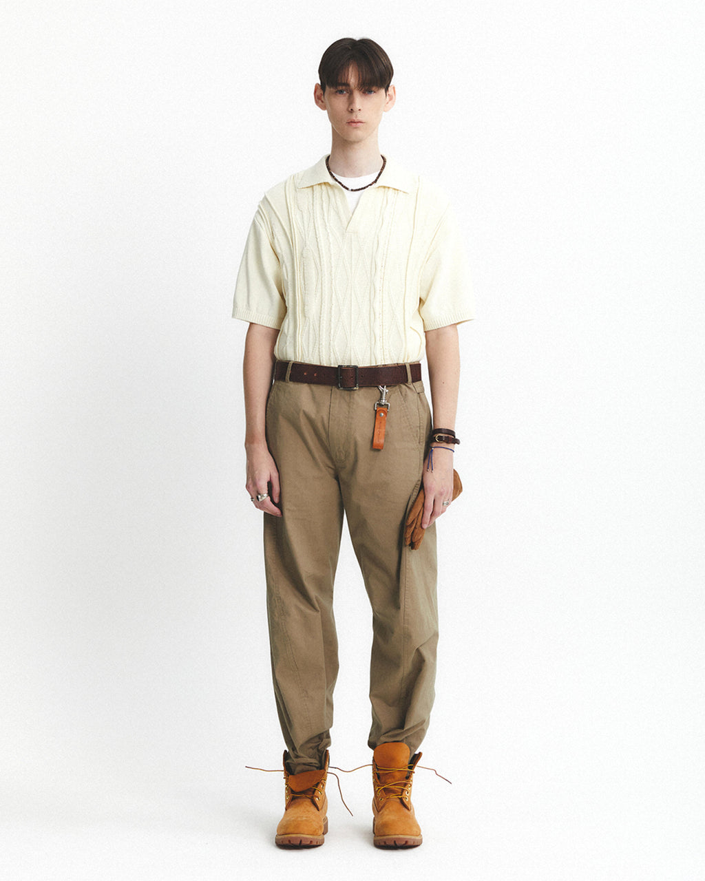 Eastlogue - Asymmetrical Cable Half Knit (Cream) product image 1 | TRAB K-Fashion Australia