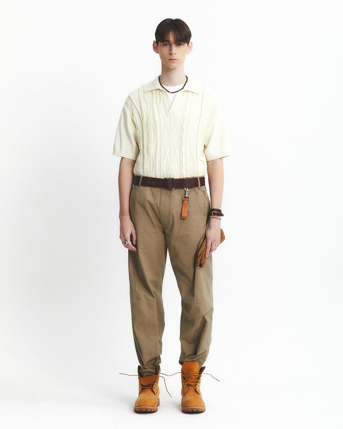 Eastlogue - Asymmetrical Cable Half Knit (Cream) product image 1 | TRAB K-Fashion Australia