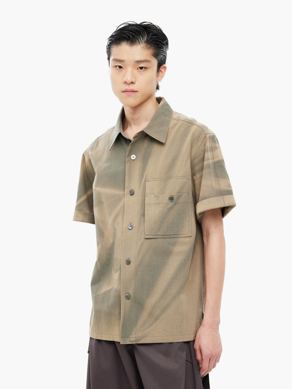 Jiyong Kim - Sun-Bleached Work Shirt (Khaki) product image 2 | TRAB K-Fashion Australia