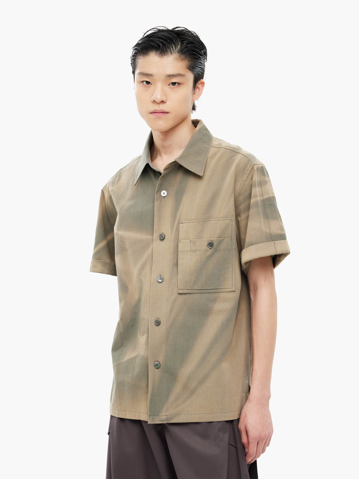 Jiyong Kim - Sun-Bleached Work Shirt (Khaki) product image 2 | TRAB K-Fashion Australia