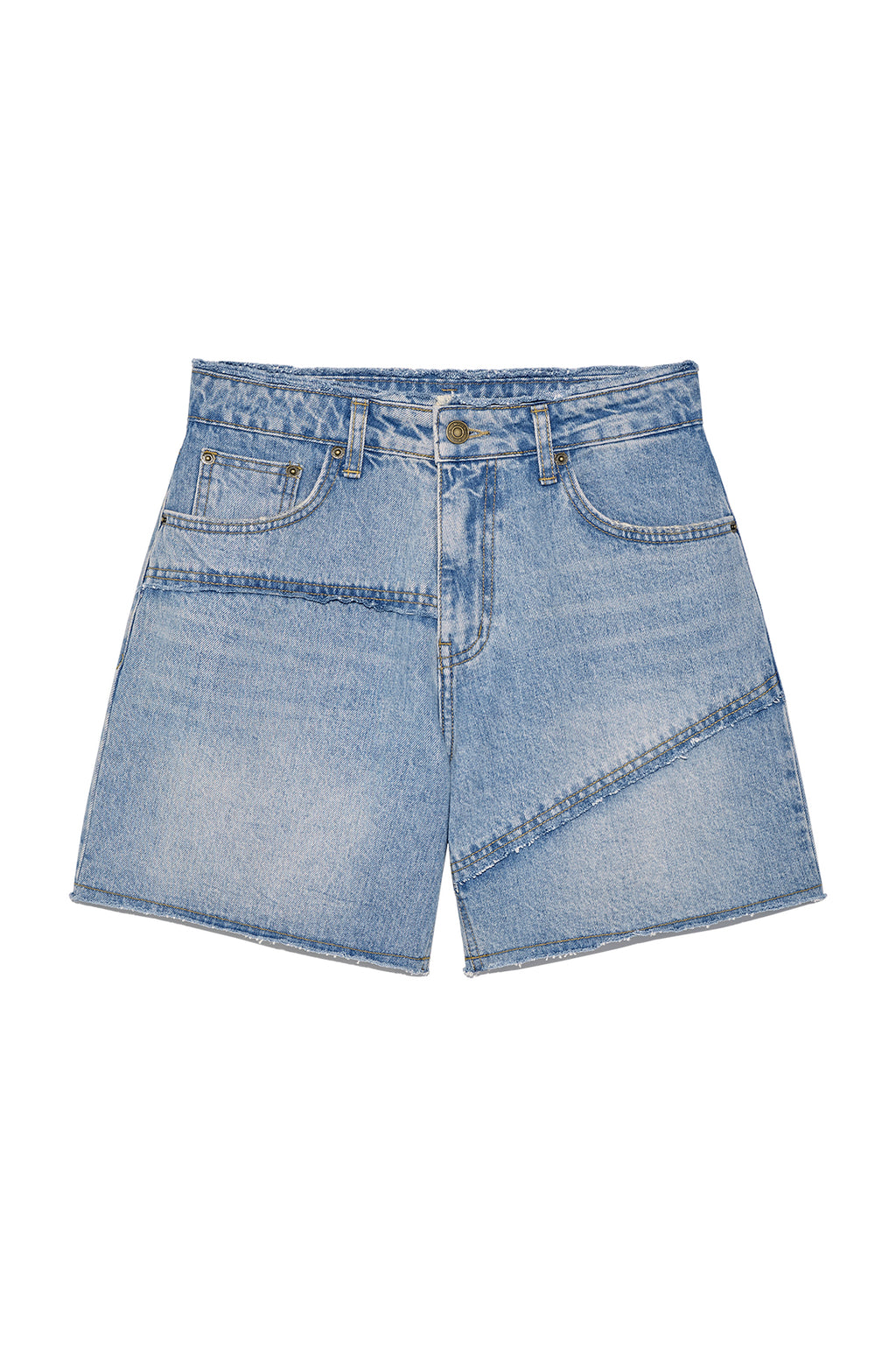 Matin Kim - Cut Line Point Denim Shorts (Blue) product image 1 | TRAB K-Fashion Australia