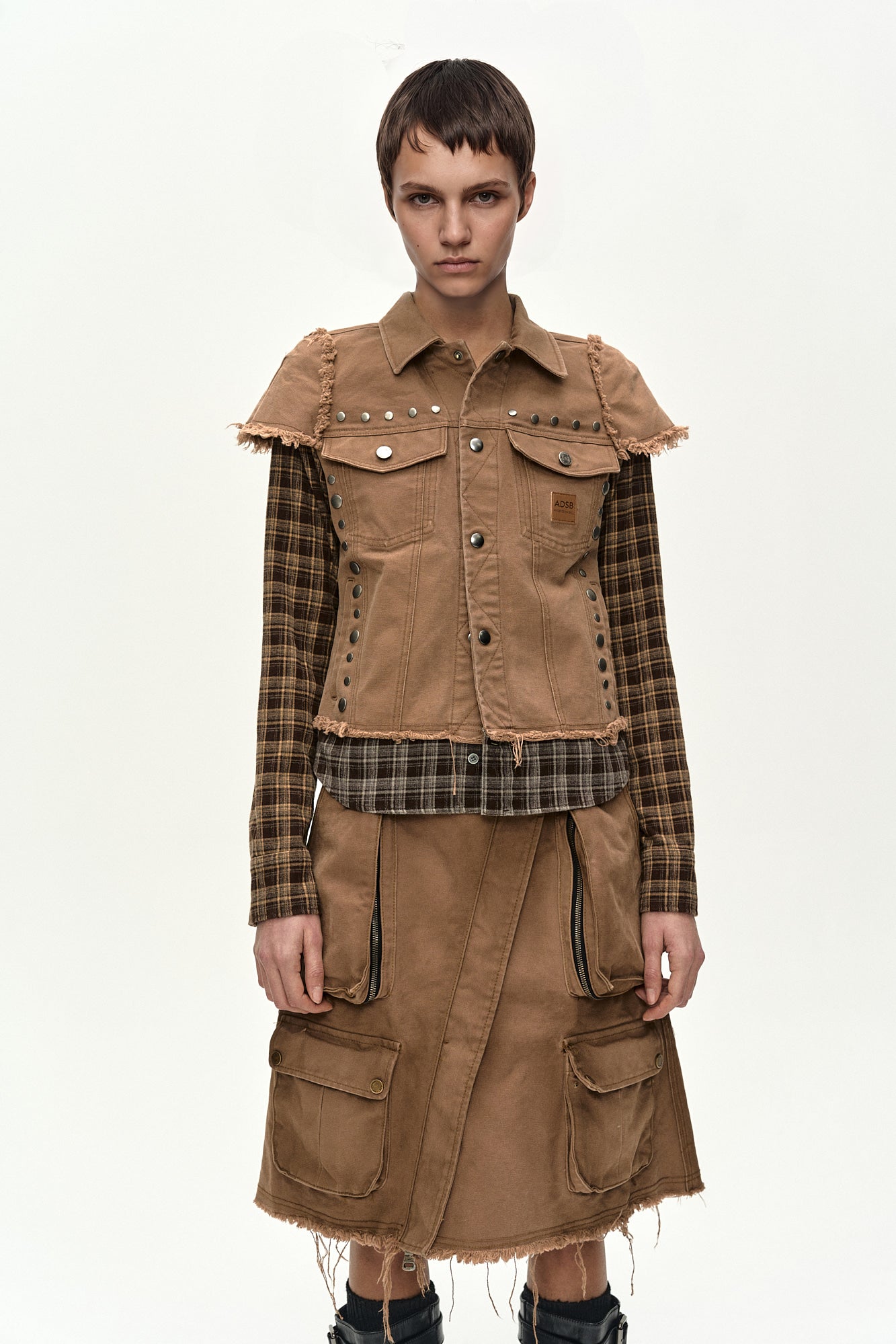 Andersson Bell - Layered Studded Vest Shirt (brown) (Brown) product image 5 | TRAB K-Fashion Australia