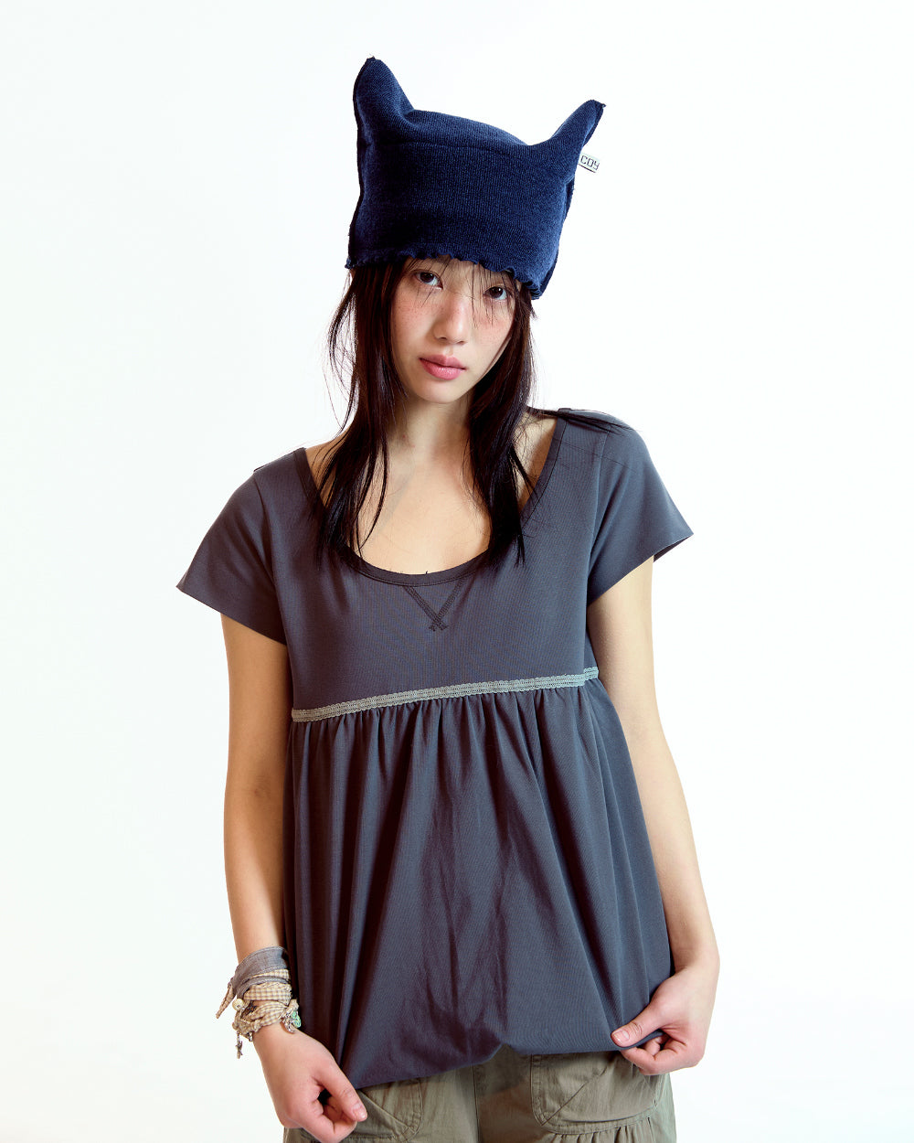 Coyseio - Raw Edge Cat Beanie (Melange Grey) product image 8 | TRAB K-Fashion Australia
