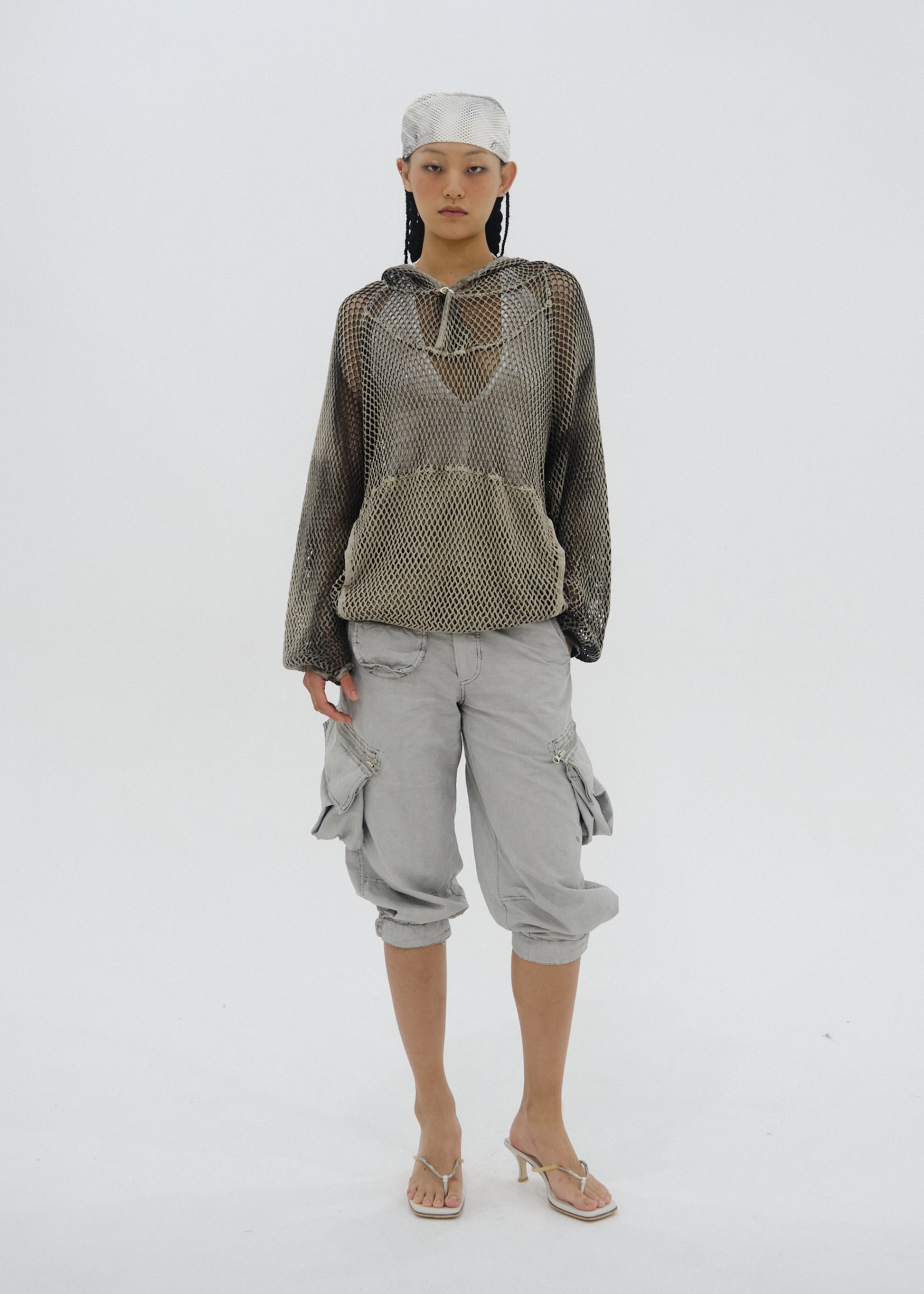Hyein Seo - Spray-Dyed Mesh Hoodie (Stone Beige) product image 5 | TRAB K-Fashion Australia