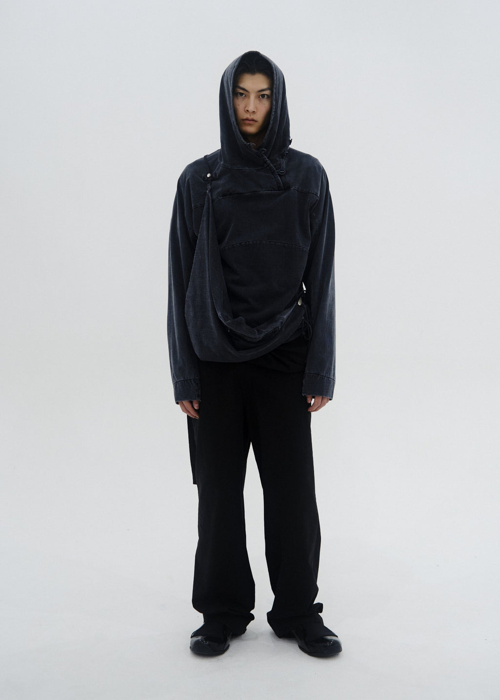 Hyein Seo - Dyed Scarf Bag Hoodie (Charcoal) product image 7 | TRAB K-Fashion Australia