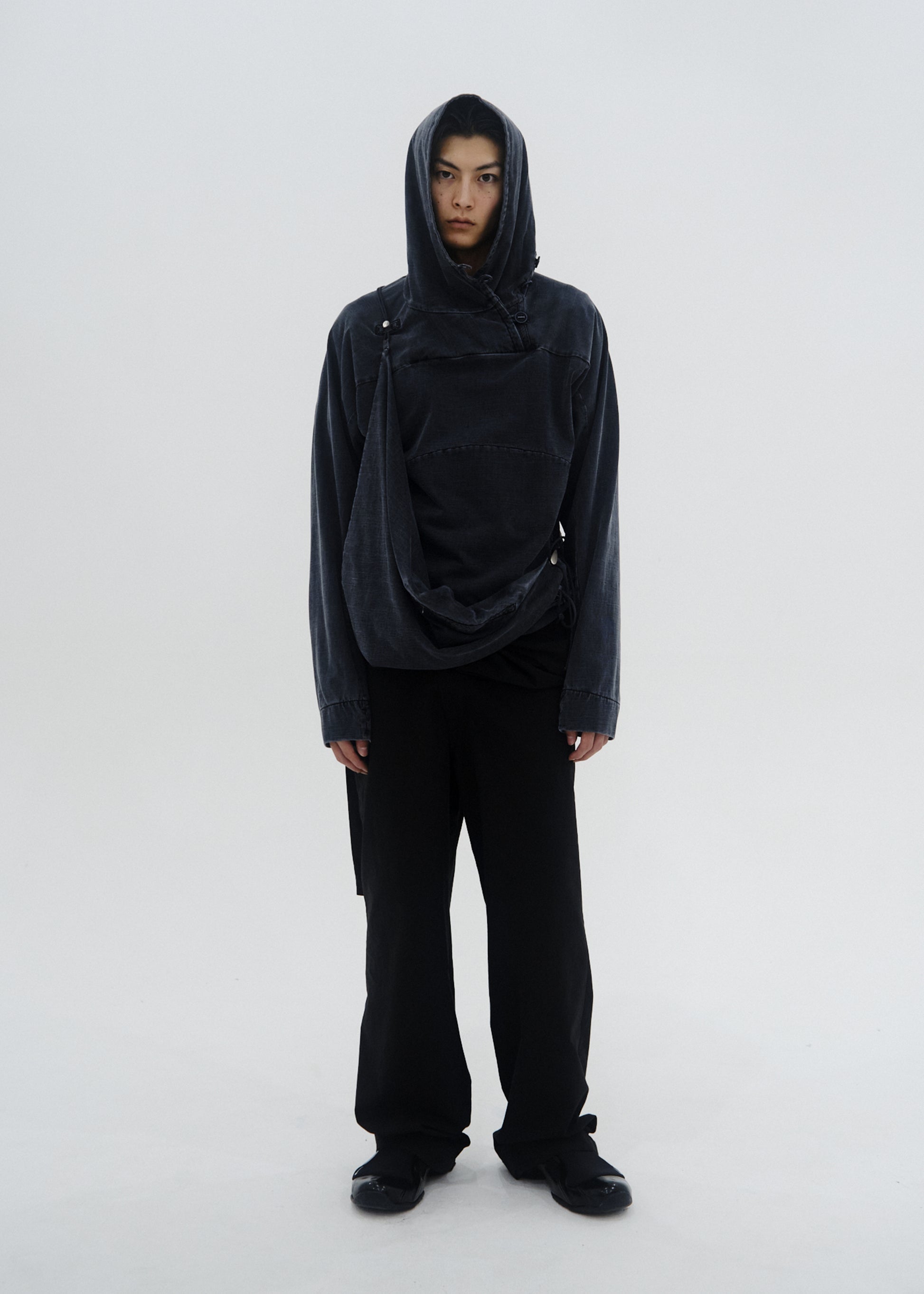 Hyein Seo - Dyed Scarf Bag Hoodie (Charcoal) product image 7 | TRAB K-Fashion Australia