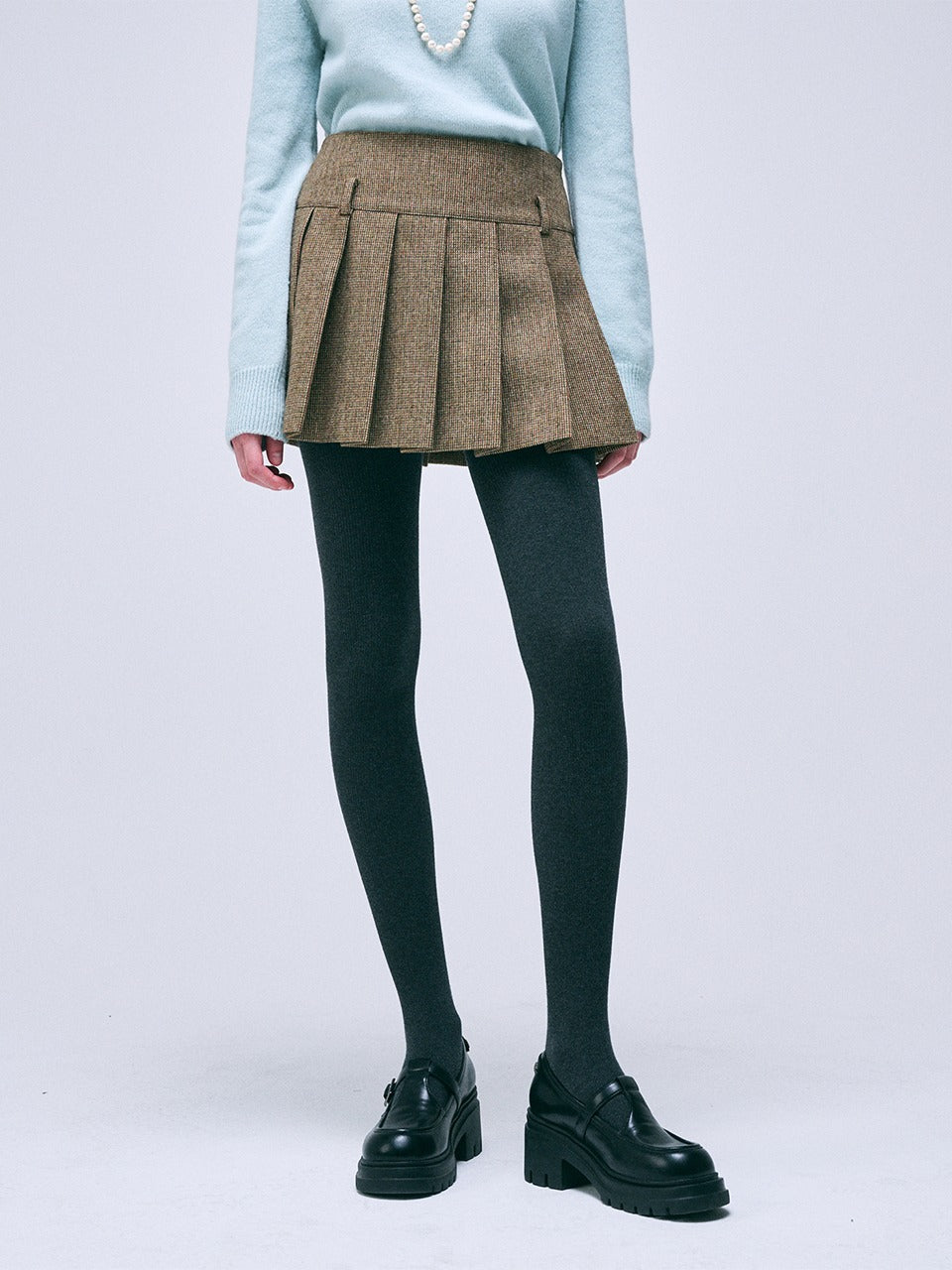 Mardi Mercredi - Wool Pleats Mini Skirt (Brown) product image 1 | TRAB K-Fashion Australia