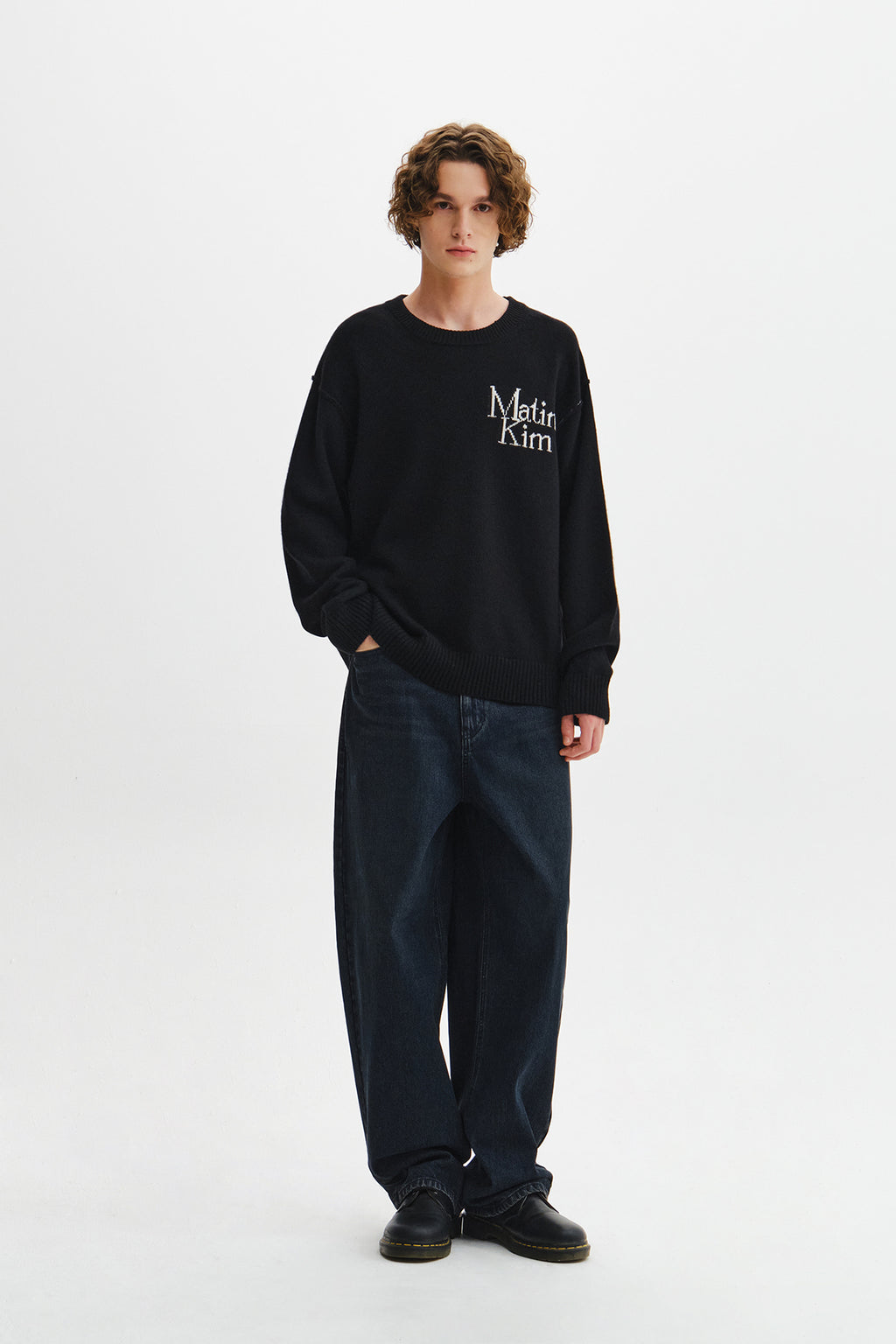 Matin Kim - Grid Logo Cashmere Blended Knit Pullover (Black) product image 10 | TRAB K-Fashion Australia