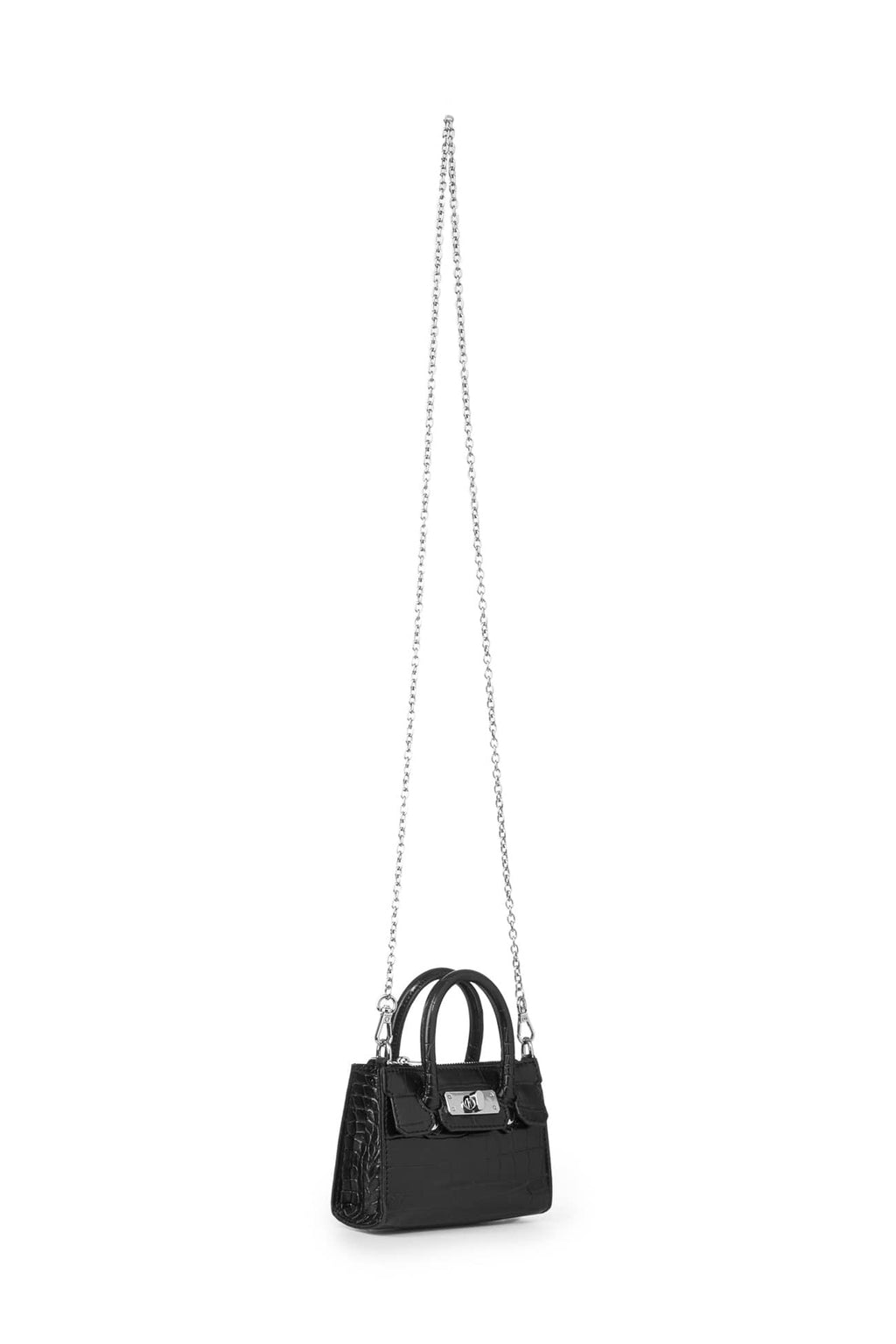 Deinet - Crocodile Pattern Chain Mini Bag (Black) product image 2 | TRAB K-Fashion Australia