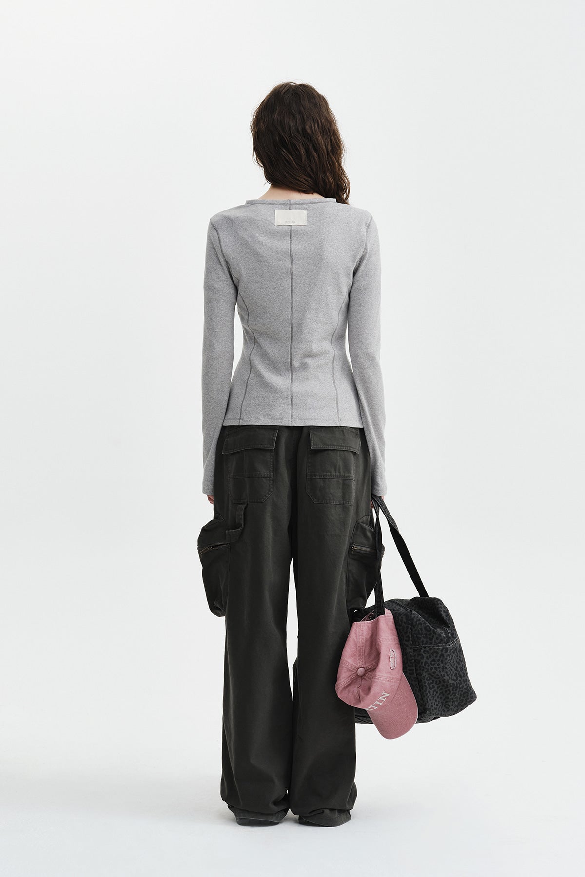 Matin Kim - Multi Styling Hook Detail Slim Top (Grey) product image 8 | TRAB K-Fashion Australia