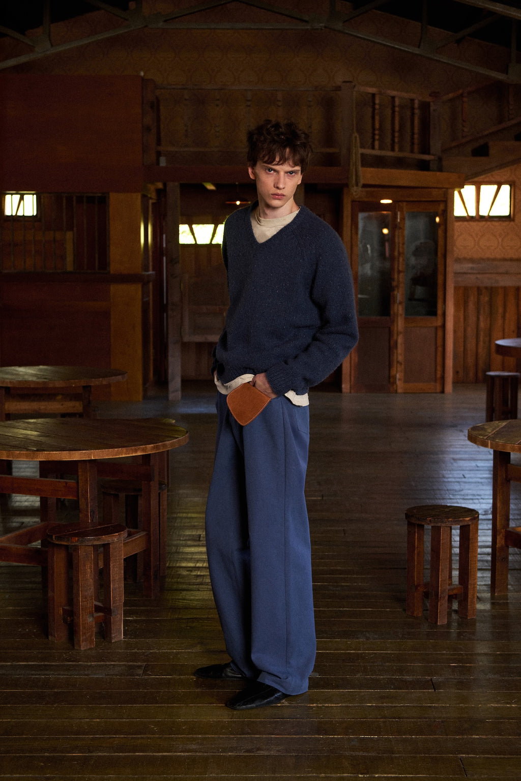 STU - Super Fine Wool V-neck Knit (Dark Blue) product image 1 | TRAB K-Fashion Australia