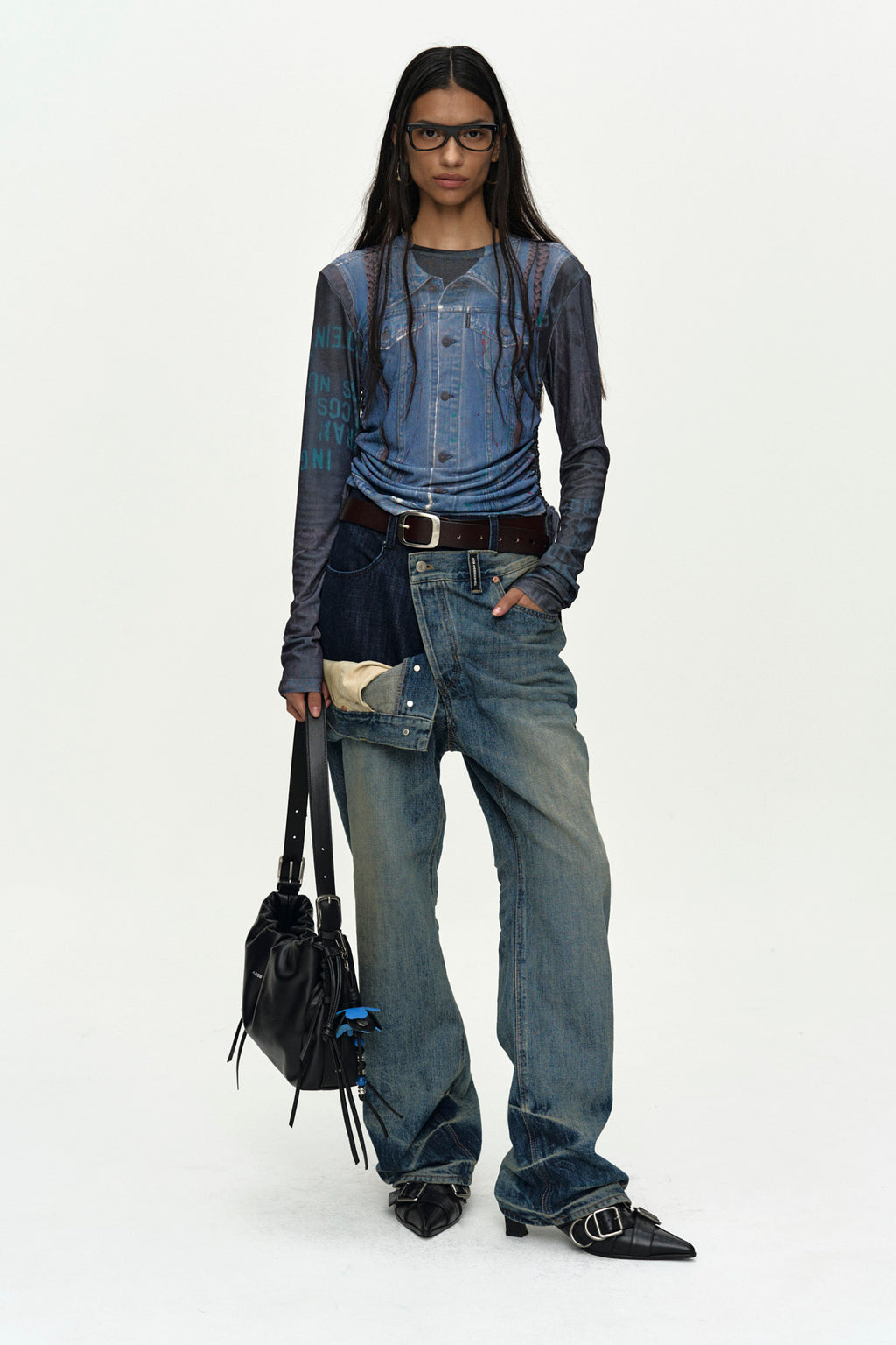 Andersson Bell - Denim Collage Printed Top (Dark Navy) product image 2 | TRAB K-Fashion Australia