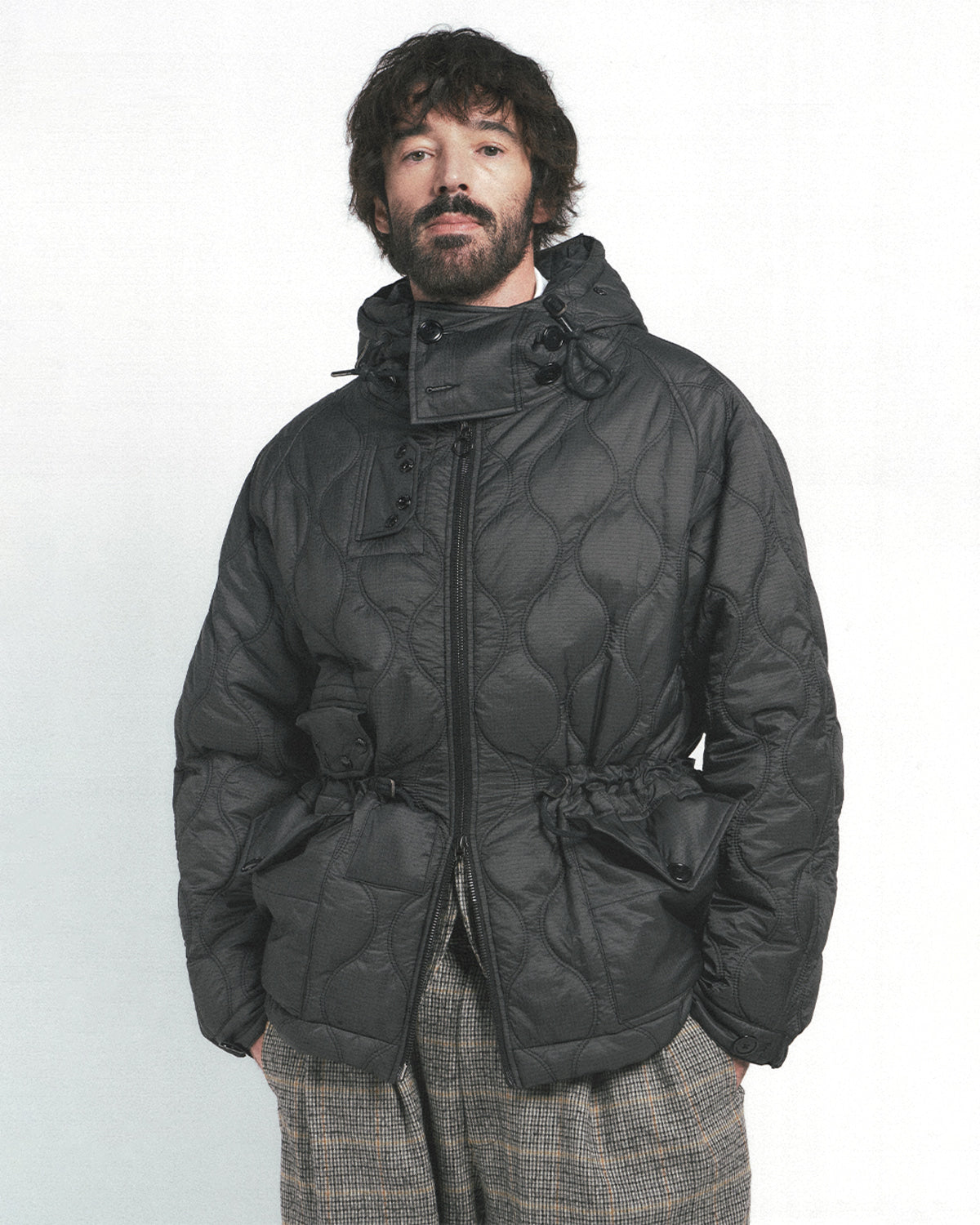 Eastlogue - Quilted Royal Navy Parka (Black Ripstop) product image 2 | TRAB K-Fashion Australia