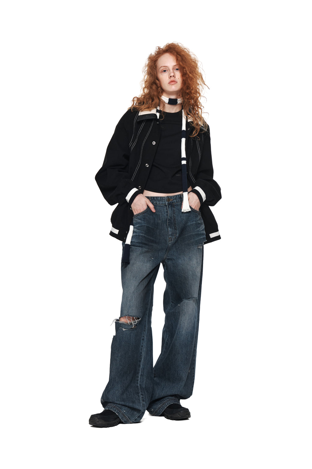 Matin Kim - Heavy Washed Damage Denim Pants (Blue) product image 9 | TRAB K-Fashion Australia